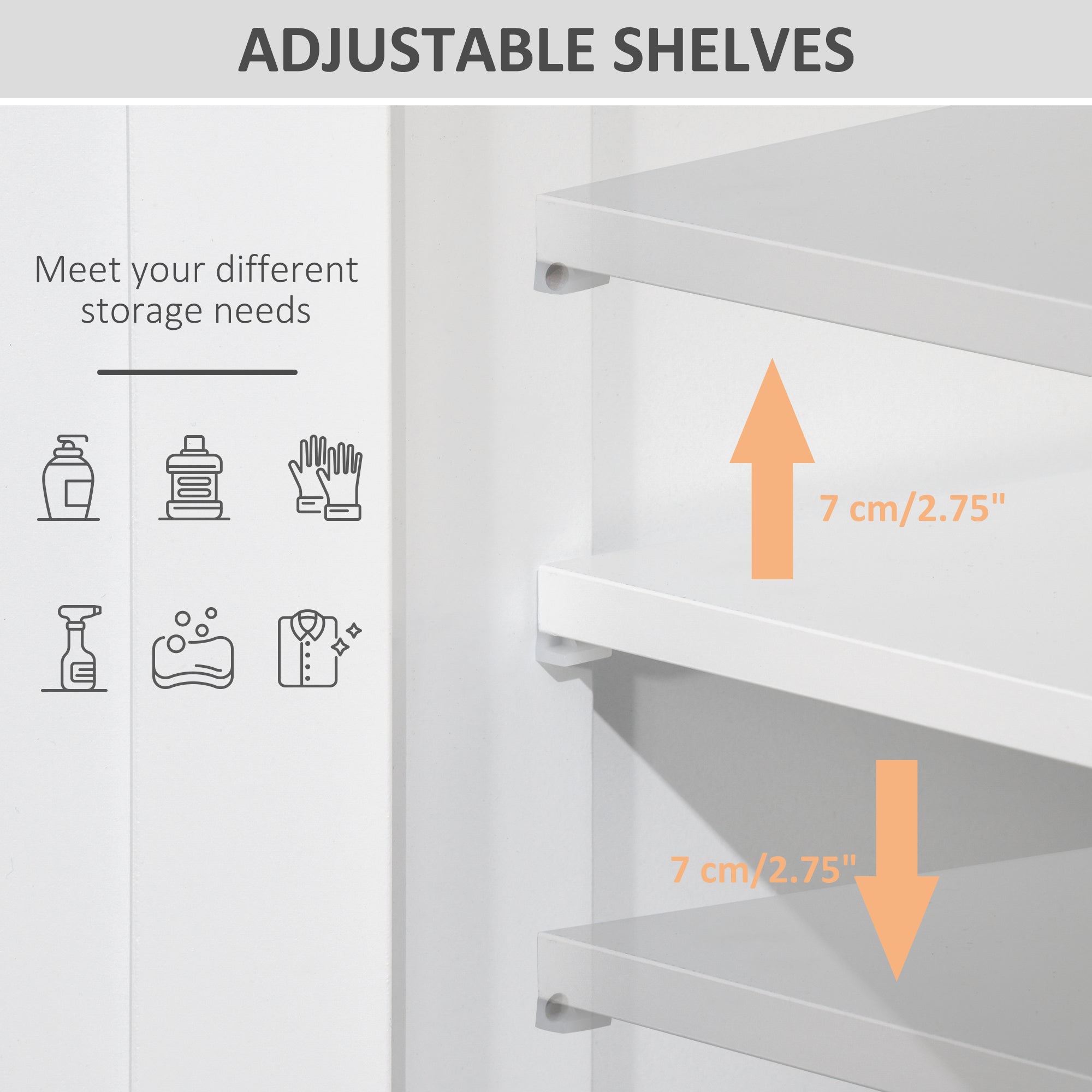 kleankin Bathroom Cabinet, Free Standing Bathroom Storage Cabinet with 2 Drawers and Adjustable Shelf, Small Bathroom Storage Unit, White - North Peak Garden Furniture