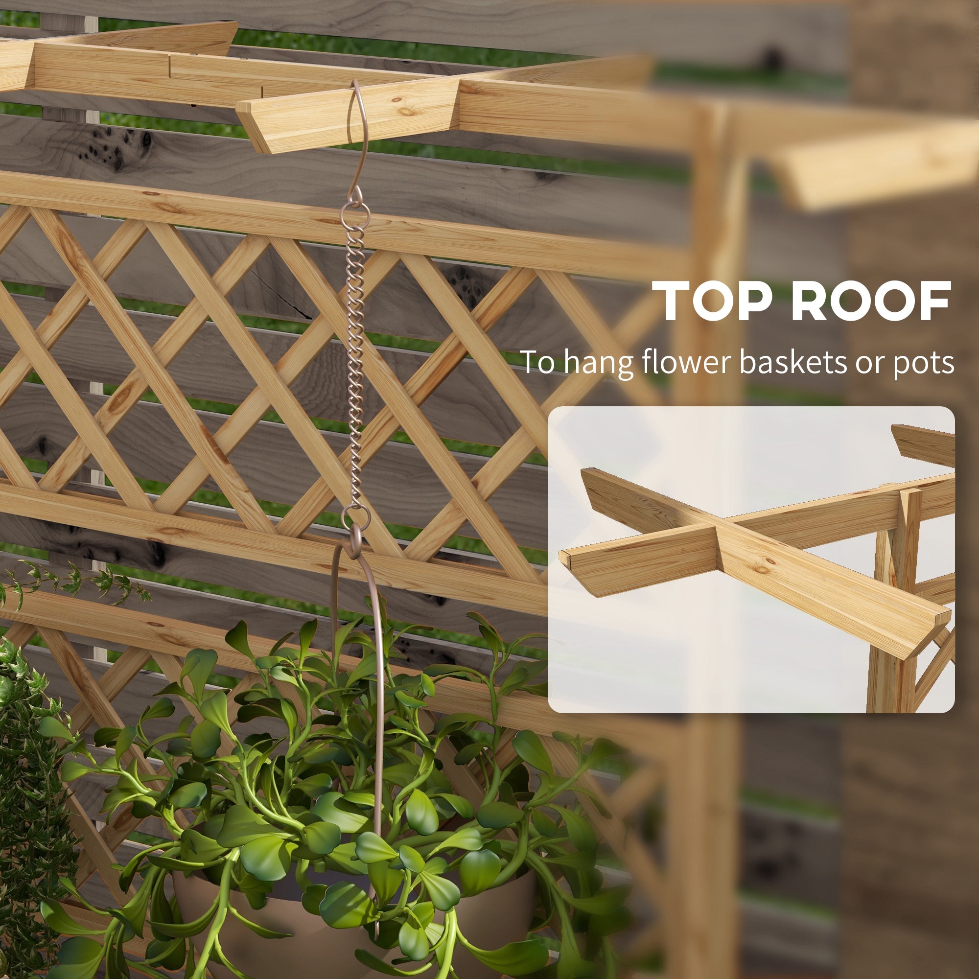 Outsunny Wooden Trellis Planter Box, Raised Garden Bed to Grow Vegetables, Herbs and Flowers, Natural Tone - North Peak Garden Furniture