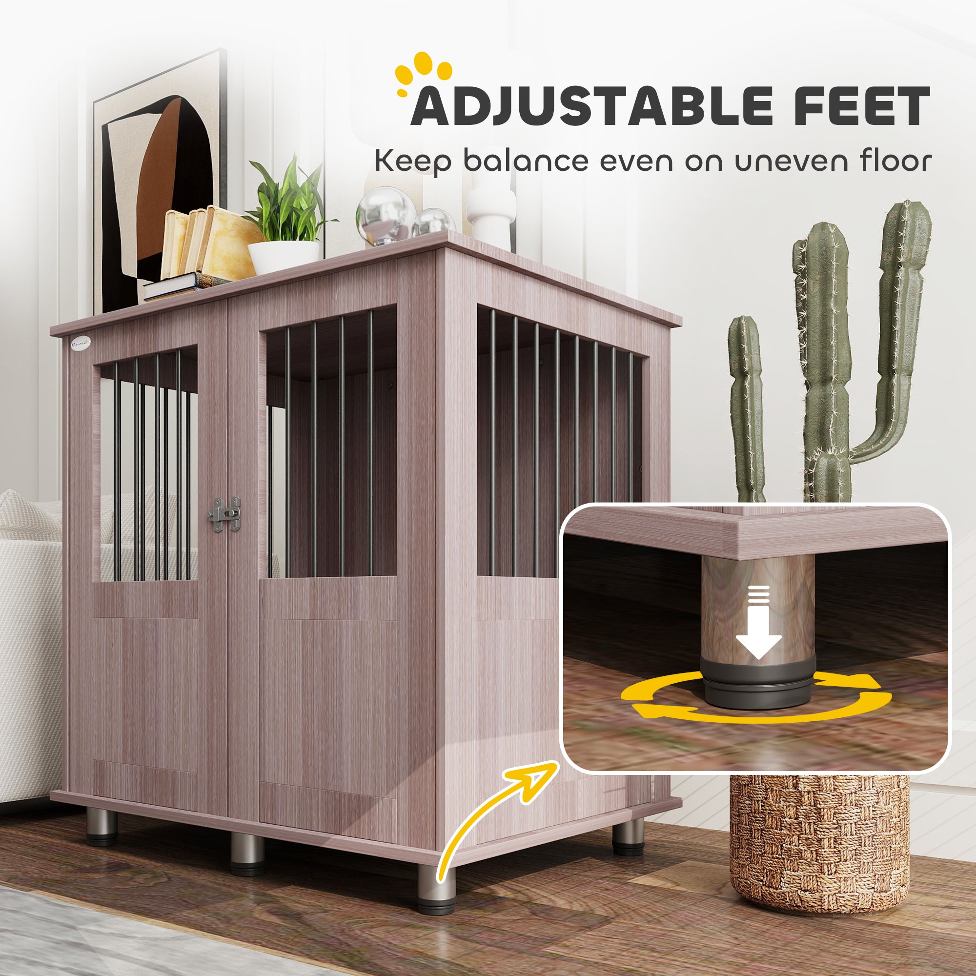PawHut Dog Crate Table for Medium and Large Dogs with Magnetic Door for Indoor Use, 85 x 55 x 75 cm, Purple - North Peak Garden Furniture