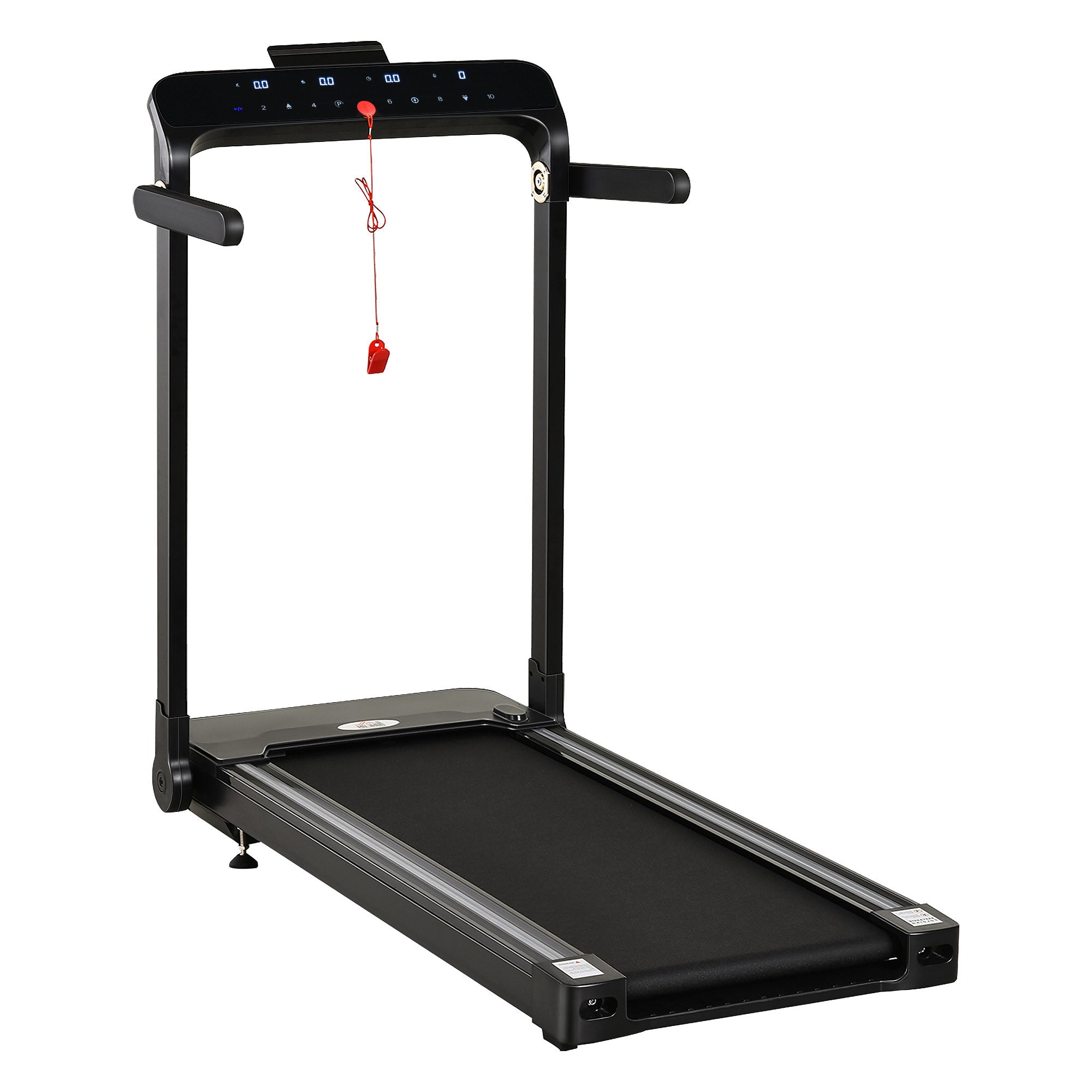 HOMCOM Folding Treadmill, 1.85HP Installation-Free Walking Jogging Running Machine, 12KM/H with 12 Pre-Programs and LED Display for Home Gym Office - North Peak Garden Furniture