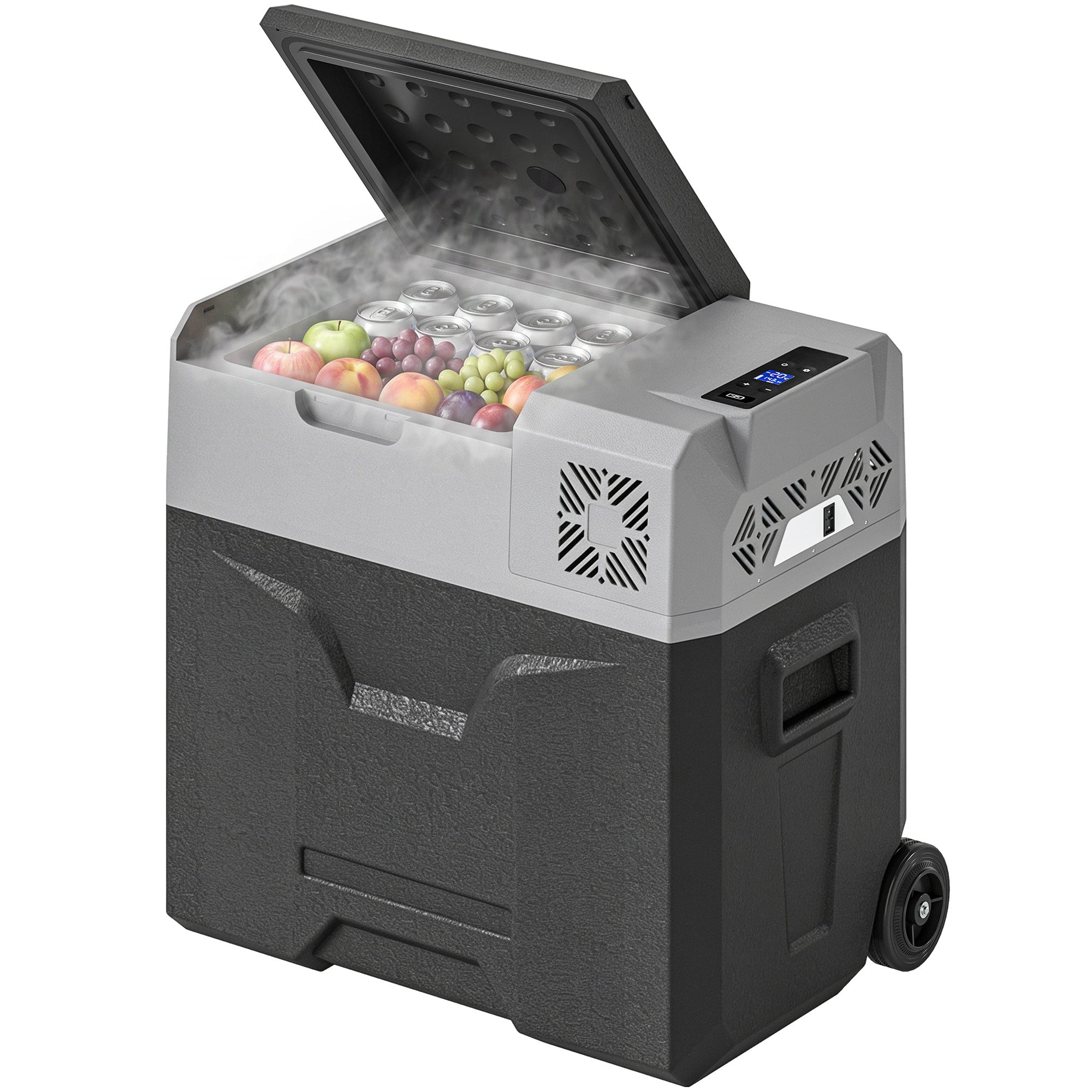HOMCOM Car Refrigerator, Portable 12/24V 50 Litre Compressor Fridge Freezer, Electric Cooler Box for Camping, Travel, Picnic, Down to -20℃