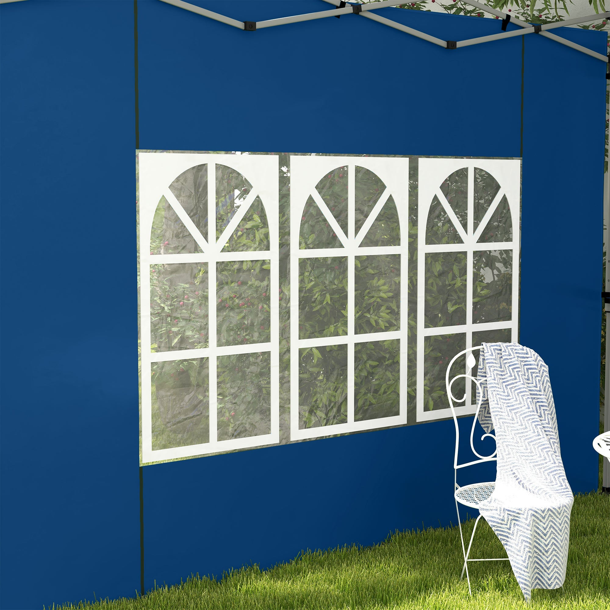 Outsunny Set of 2 Gazebo Side Panels - Blue - North Peak Garden Furniture