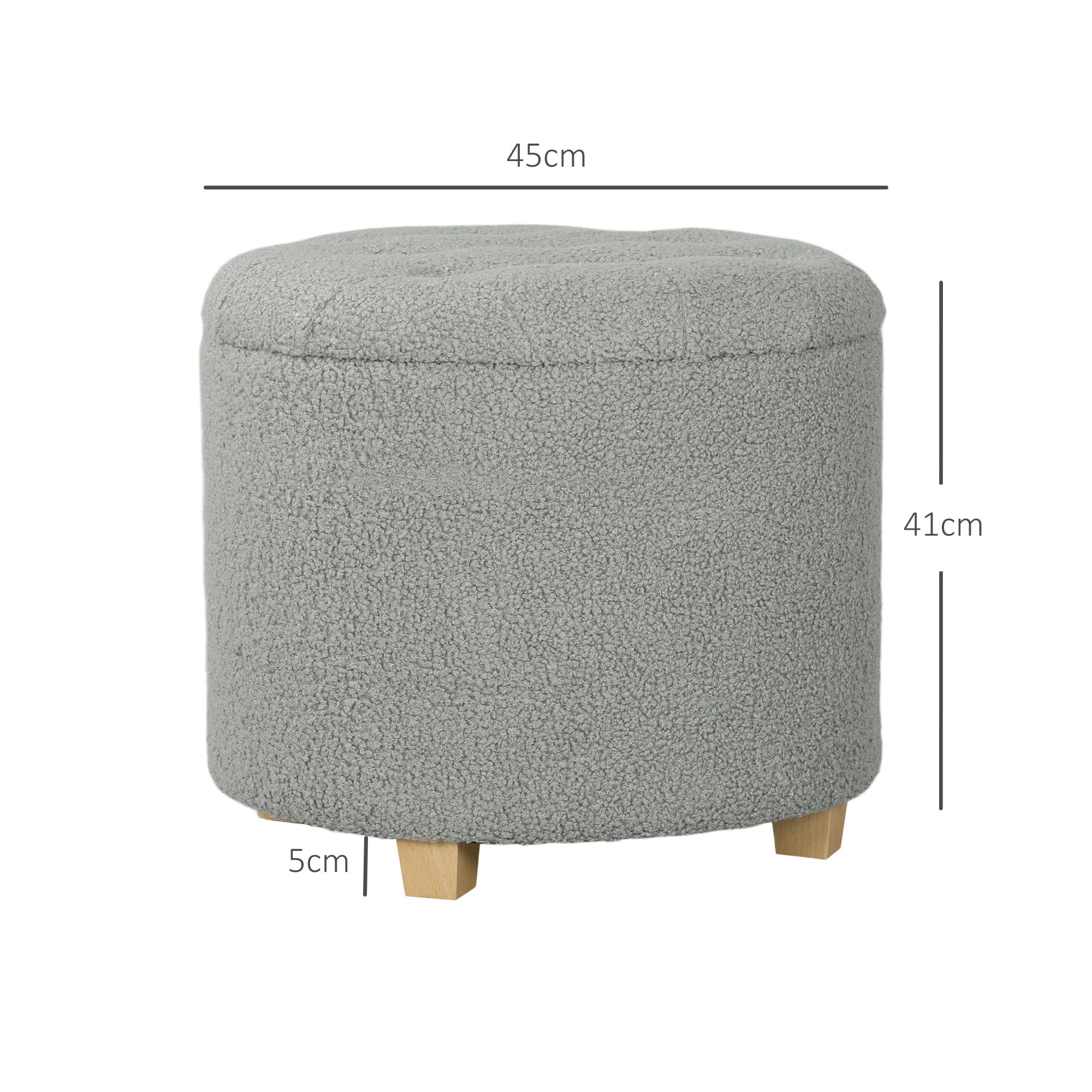 HOMCOM 31.8L Teddy Fleece Storage Ottoman - Dark Grey - North Peak Garden Furniture