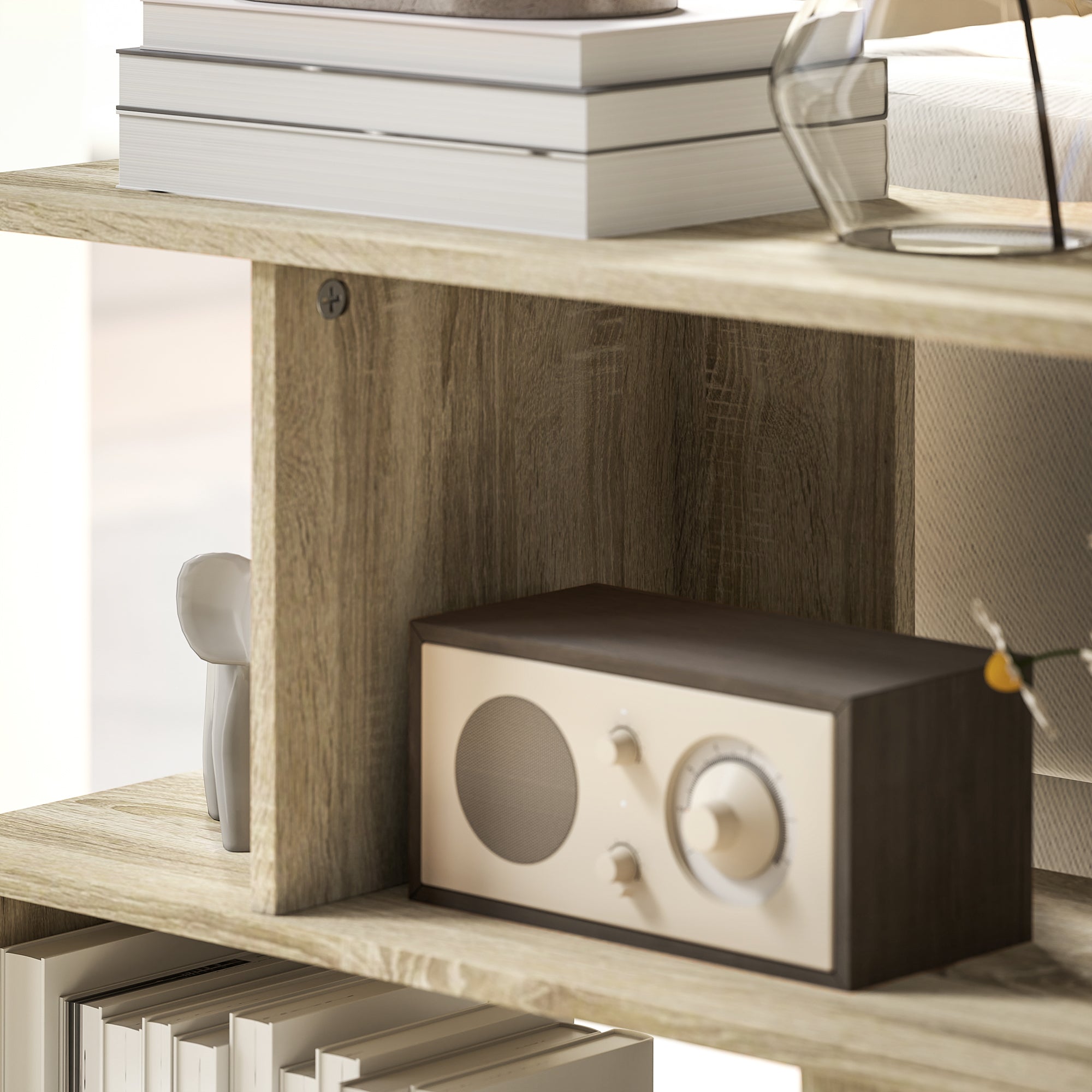 HOMCOM S-Shaped Side Table - Natural Wood Finish