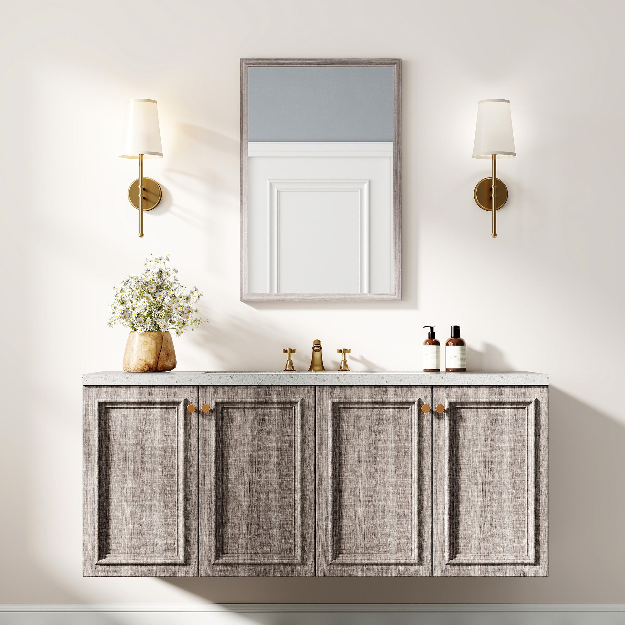 HOMCOM Wall Bathroom Mirror, 40 x 60 cm Wall-Mounted Mirror for Living Room, Bedroom, Hallway, Grey