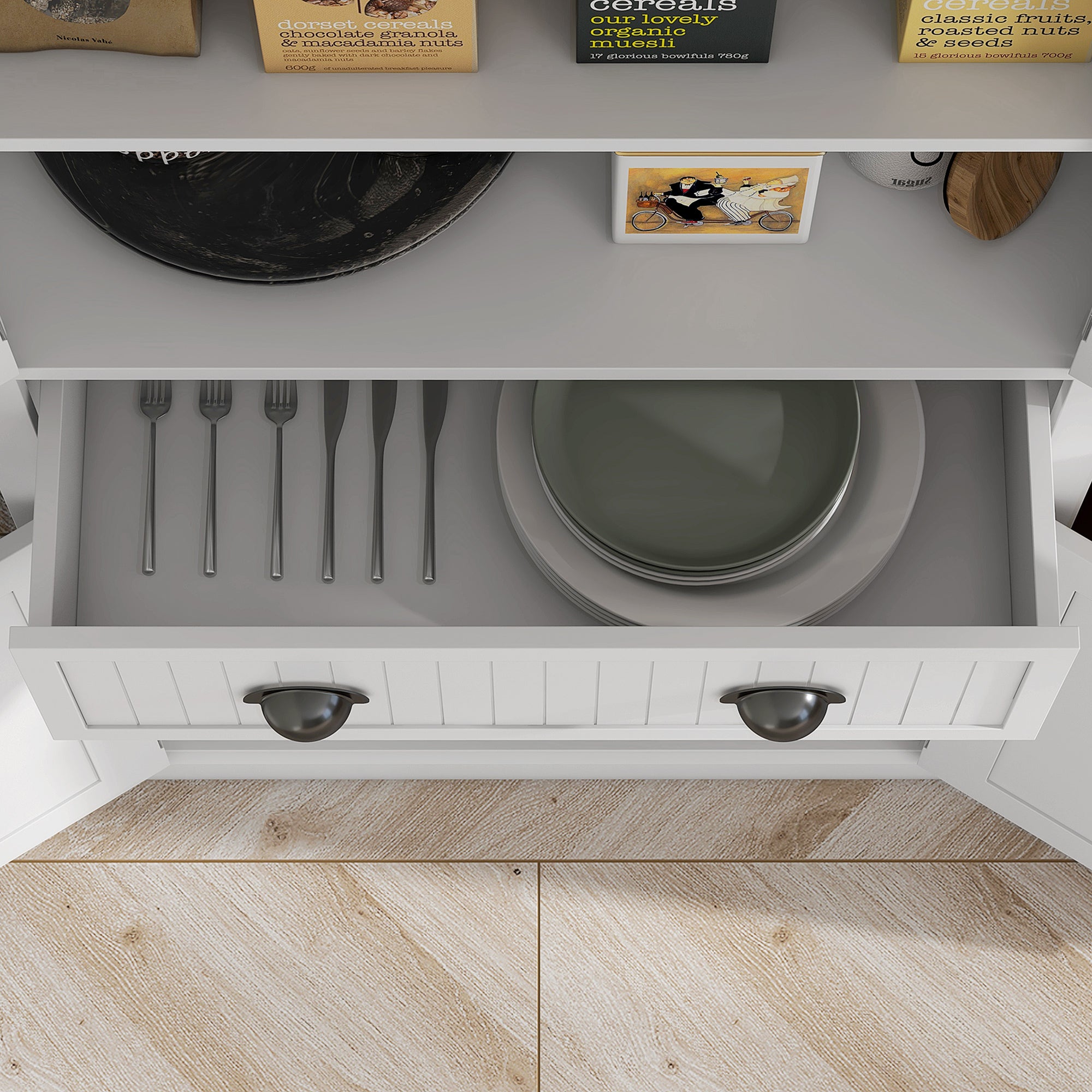 HOMCOM Freestanding Multi-Storage Kitchen Cabinet - White - North Peak Garden Furniture
