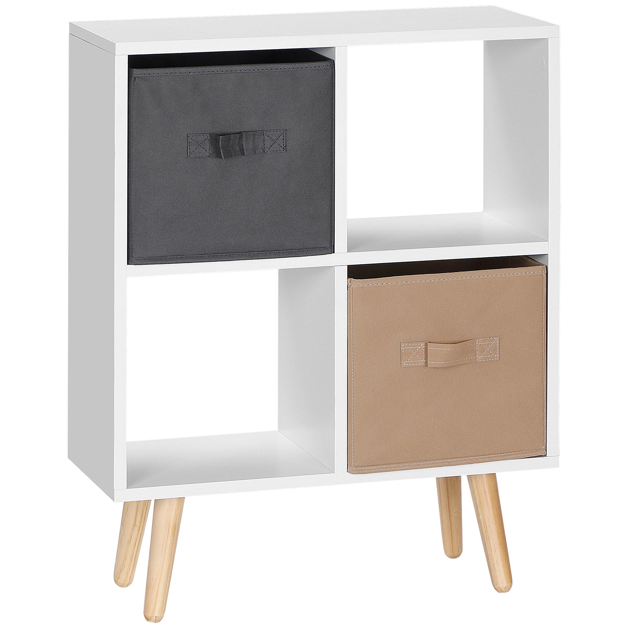 HOMCOM Freestanding 4 Cube Unit Cabinet Unit w/ 3 Fabric Drawers Handles Home Office Storage Shelves - North Peak Garden Furniture
