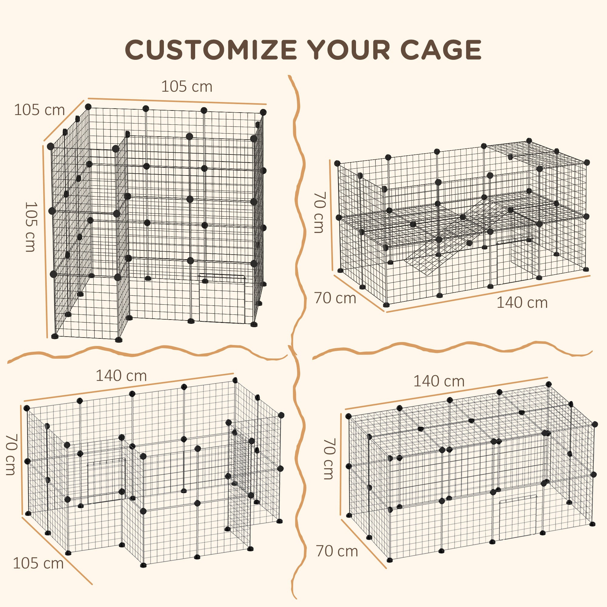 PawHut DIY Pet Playpen Metal Wire Fence Indoor Outdoor Rabbit Small Animals Cage 36 Panel Enclosure Black - North Peak Garden Furniture