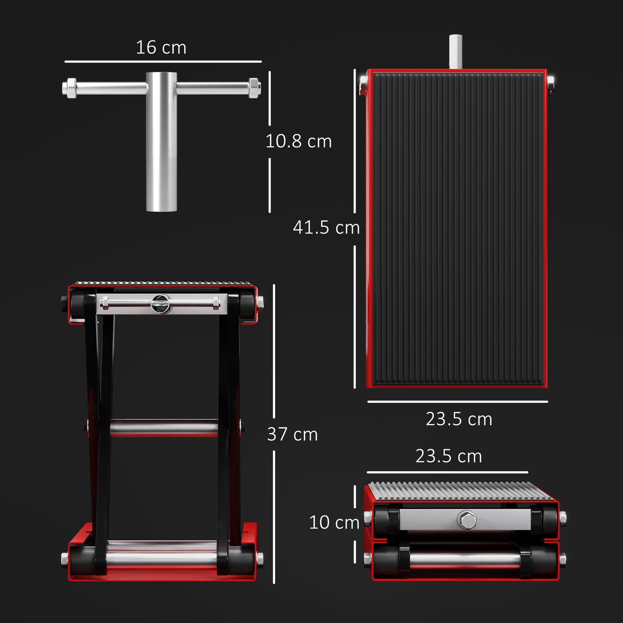 DURHAND 500KG Motorcycle Scissor Lift Jack, Height Adjustable Motorbike Stand with Anti-Slip Wide Deck, Heavy Duty Steel Motorbike Repair Lift Hoist Stand for Home Garage, Red