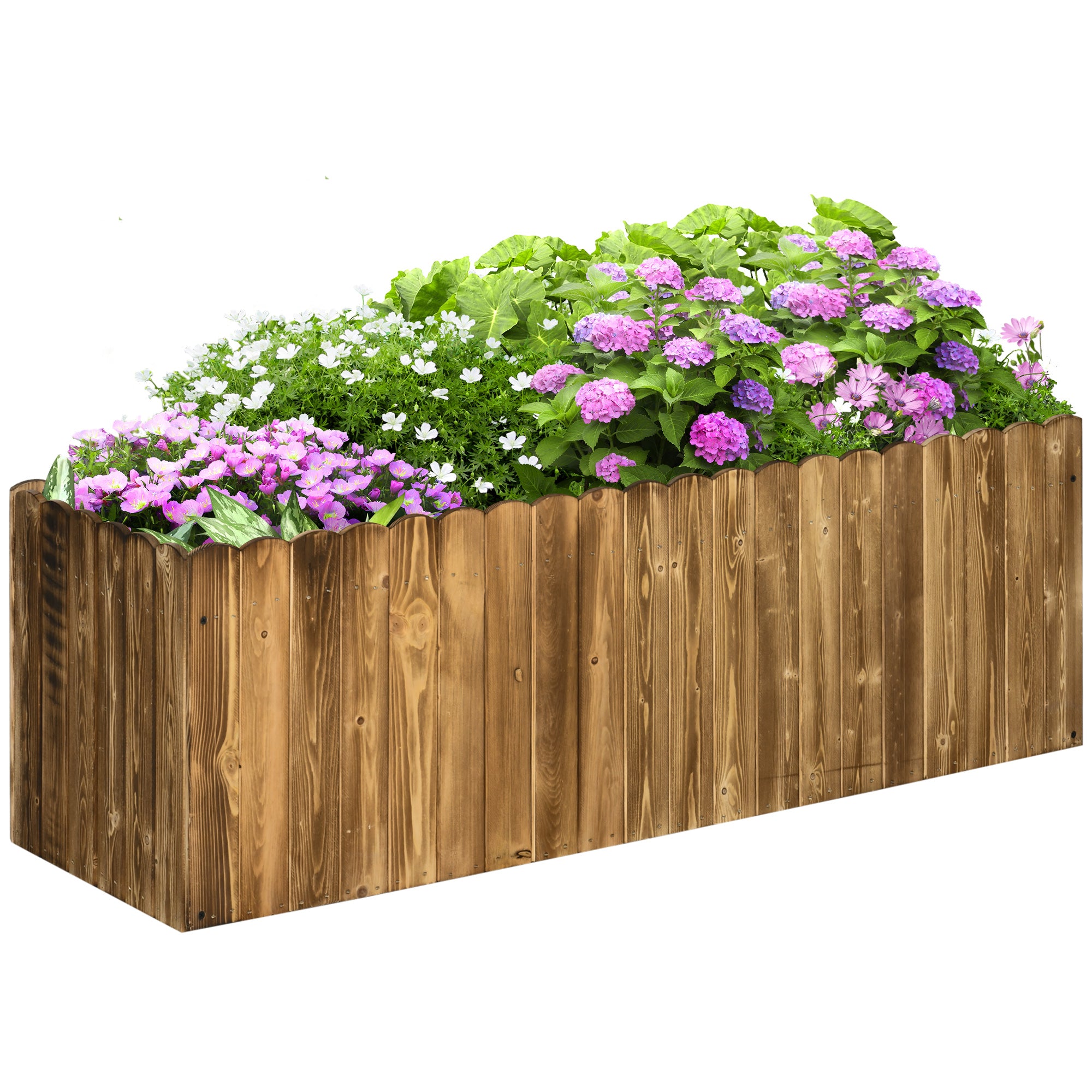 Outsunny 172L Raised Garden Bed, Wooden Rectangle Planter Box, Outdoor Herb Vegetable Flower Pot (120L x 40W x 40H cm) - North Peak Garden Furniture