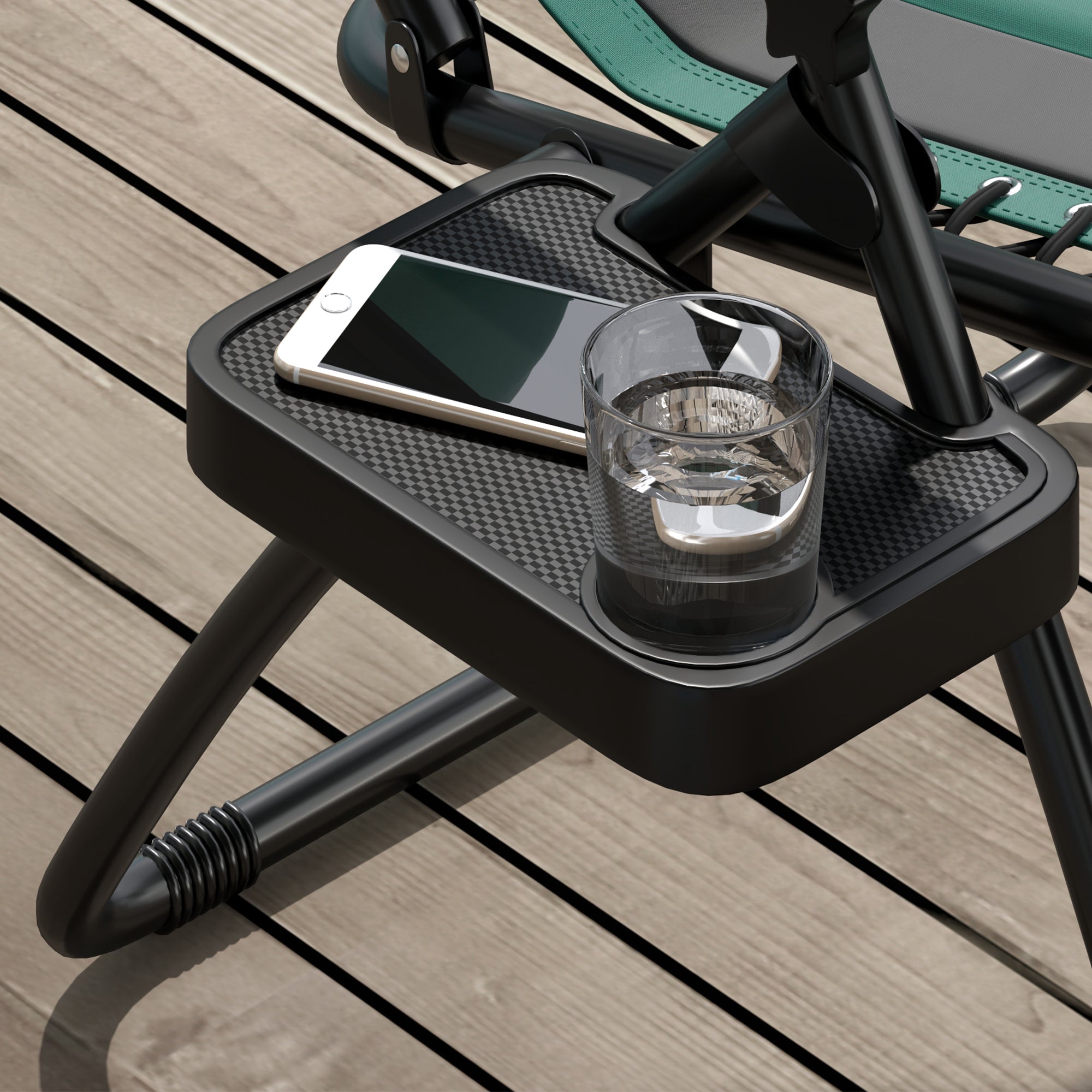Outsunny Zero Gravity Lounger Chair, Folding Reclining Patio Chair with Padded Seat, Cup Holder, Soft Cushion and Headrest for Poolside, Camping, Green - North Peak Garden Furniture
