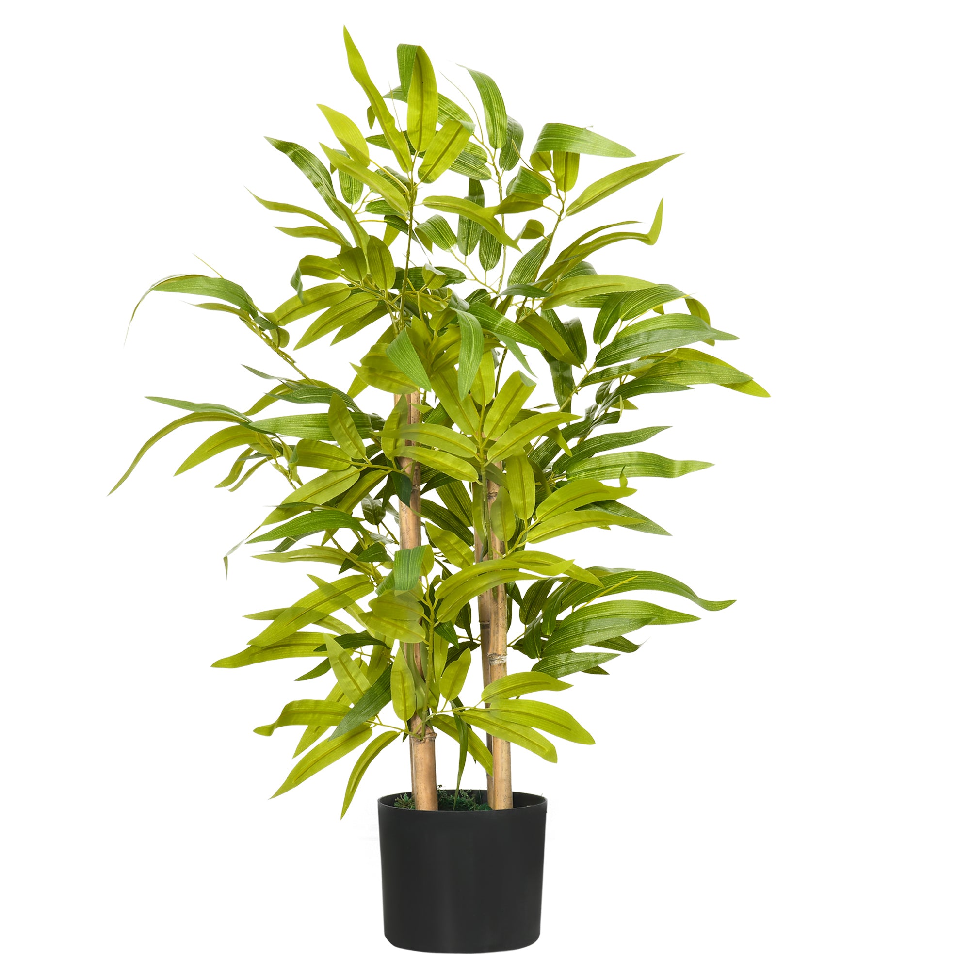HOMCOM Artificial Plants Bamboo Tree in Pot Desk Fake Plants for Home Indoor Outdoor Decor, 15x15x60cm, Green - North Peak Garden Furniture