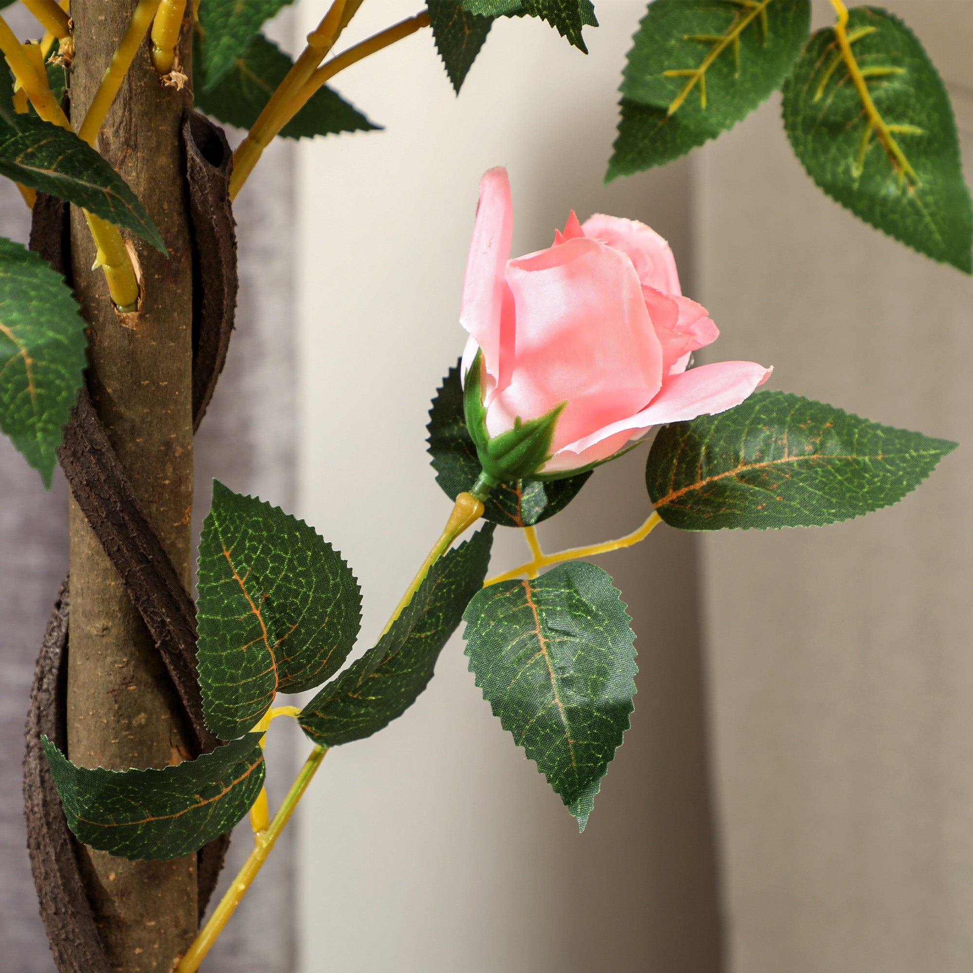 Outsunny Set of 2 Artificial Plants Pink Rose Floral in Pot, Fake Plants for Home Indoor Outdoor Decor, 90cm - North Peak Garden Furniture