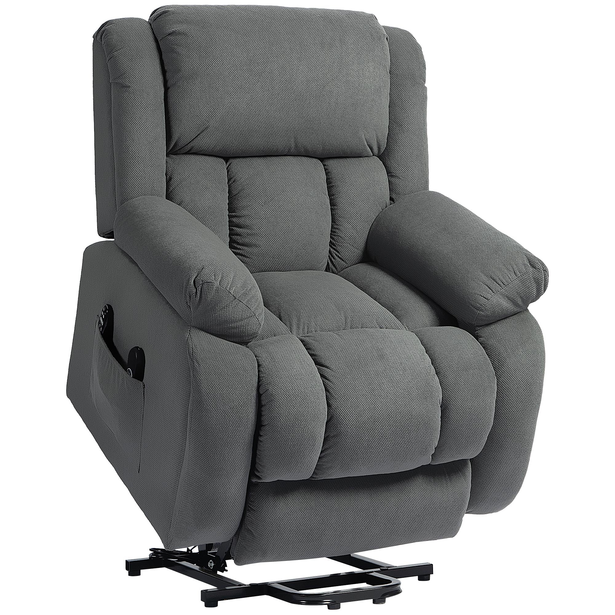 HOMCOM Recliner Armchair Lift Chair, Electric Recliner Chair with Vibration Massage and Heat, Wide Seat, USB Port, Grey