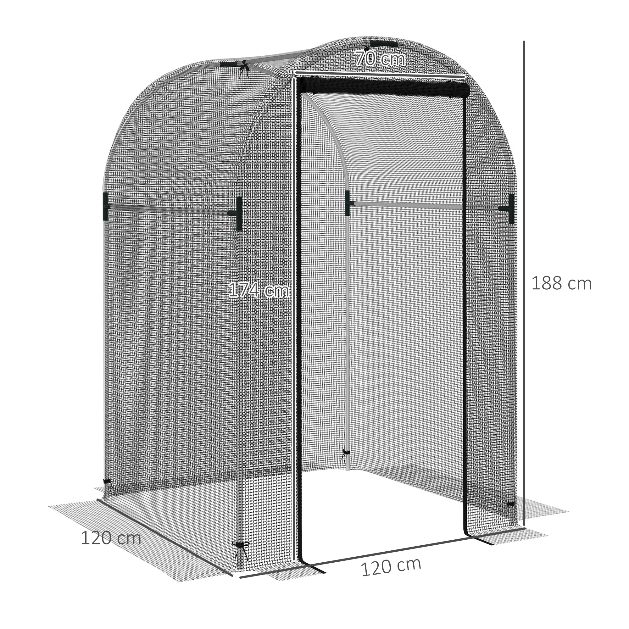 Outsunny Galvanised Steel Fruit Cage, Plant Protection Tent with Zipped Door, 1.2 x 1.2 x 1.9m, Black - North Peak Garden Furniture