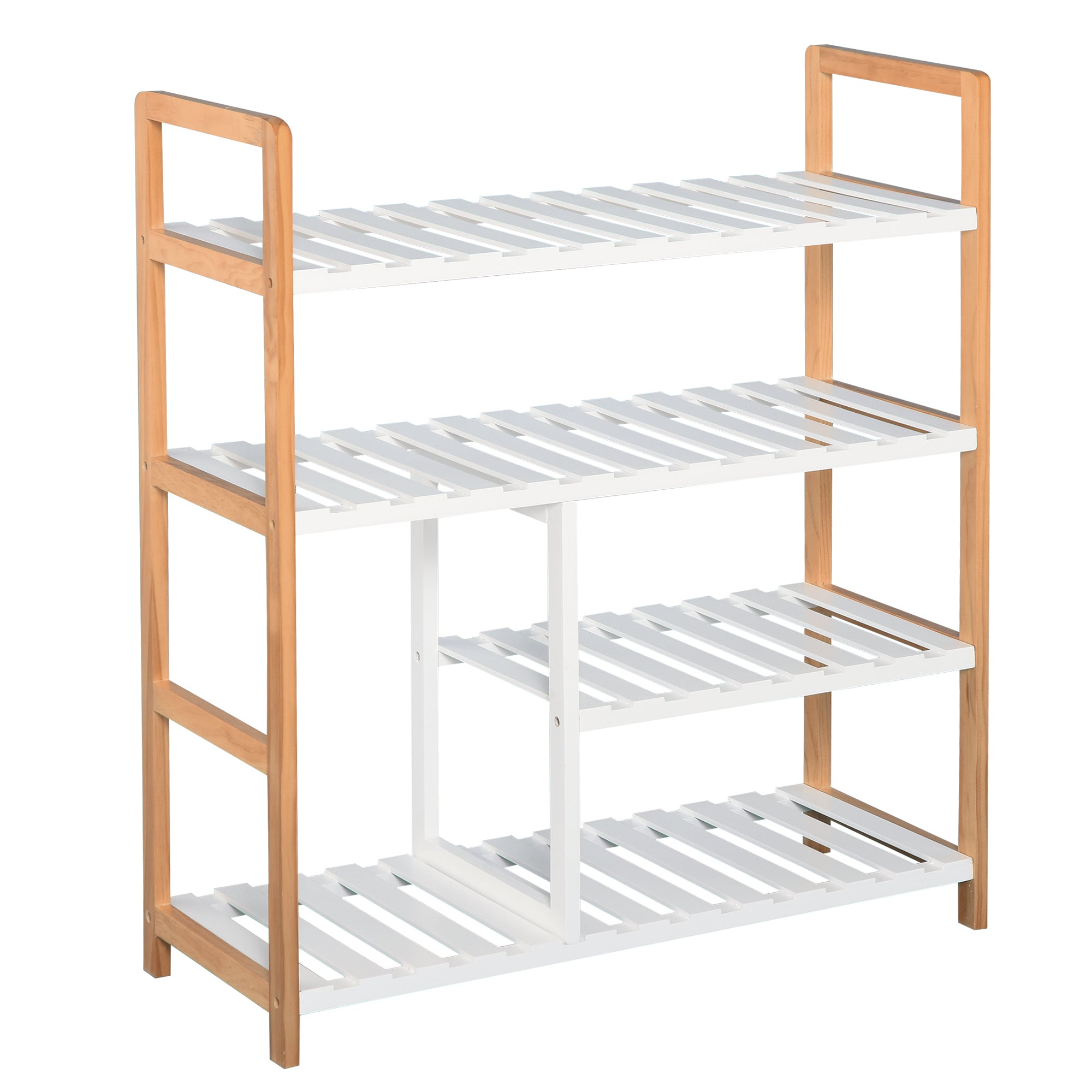 HOMCOM 4 Tier Shoe Racks Storage Stand Shelf Organizer Wood Frame 78 x 68 x 26 cm Hallway Furniture - North Peak Garden Furniture