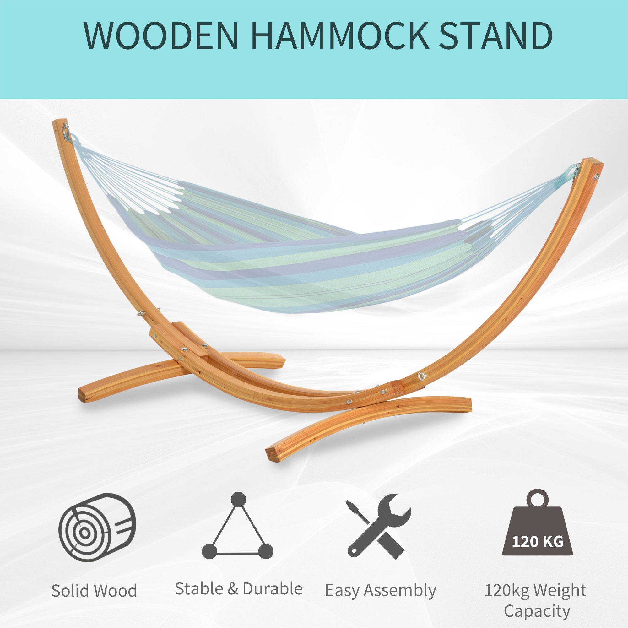 Outsunny 3.25m Wooden Hammock Stand Universal Fit Garden Picnic Camp Accessories - North Peak Garden Furniture