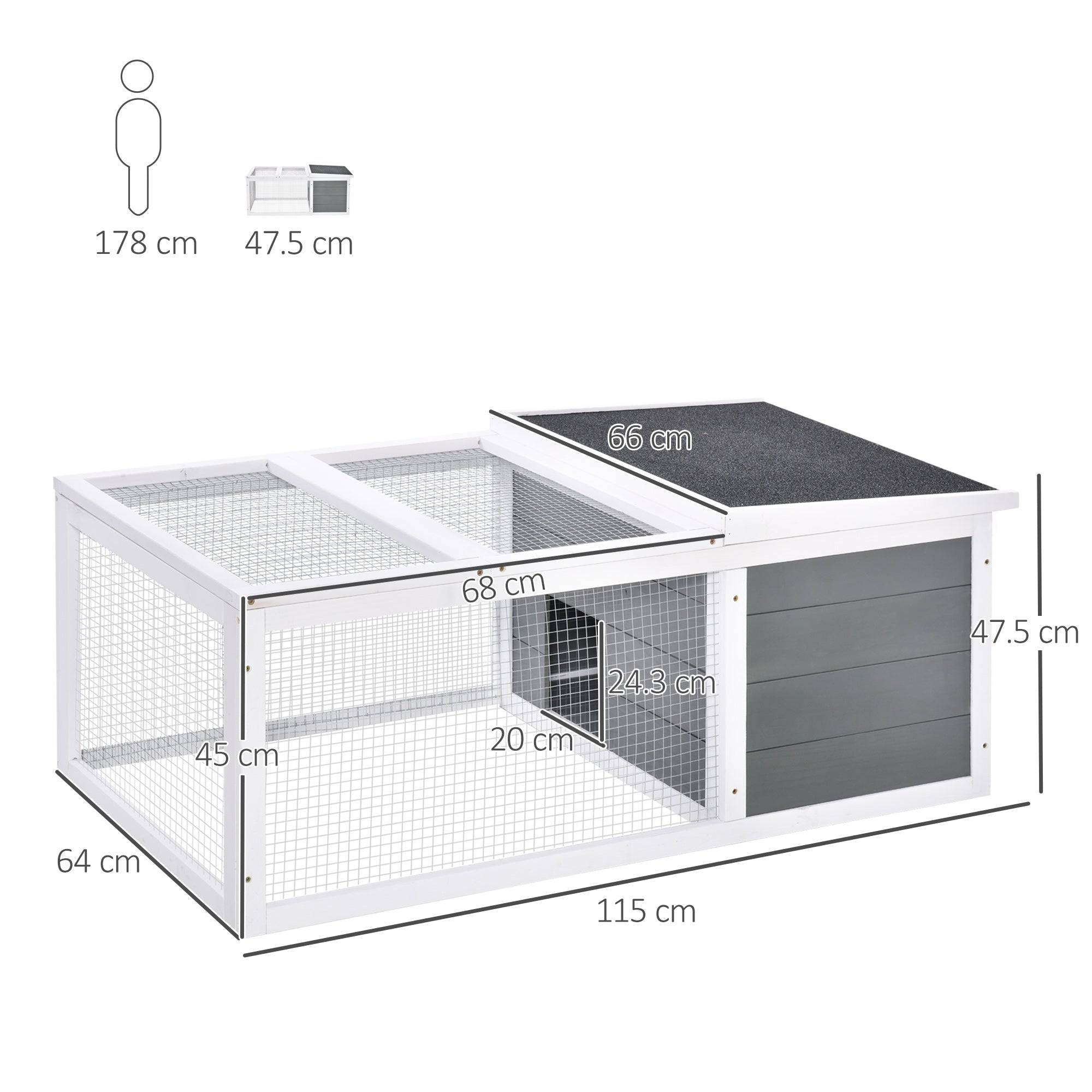 PawHut Guinea Pigs Hutches Small Guinea Pigs Hutches Pet Run Cover, with Water-resistant Asphalt Roof - North Peak Garden Furniture