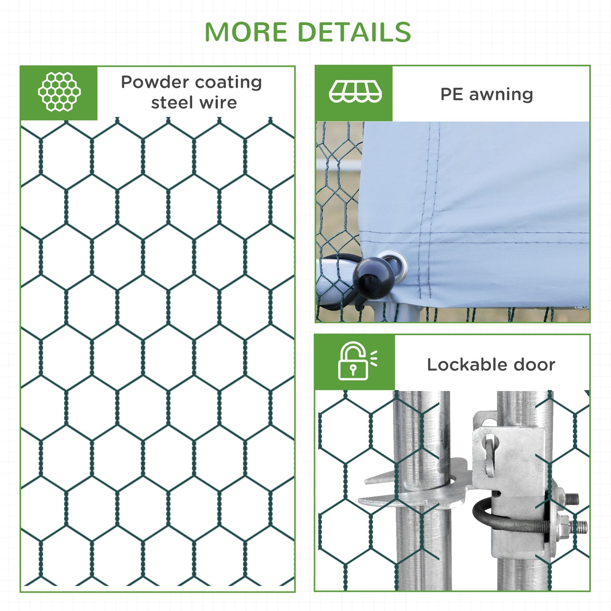 PawHut Galvanised Walk In Chicken Coop Hen House w/ Water-Resist Cover, 3 x 1.7 x 1.9m - North Peak Garden Furniture