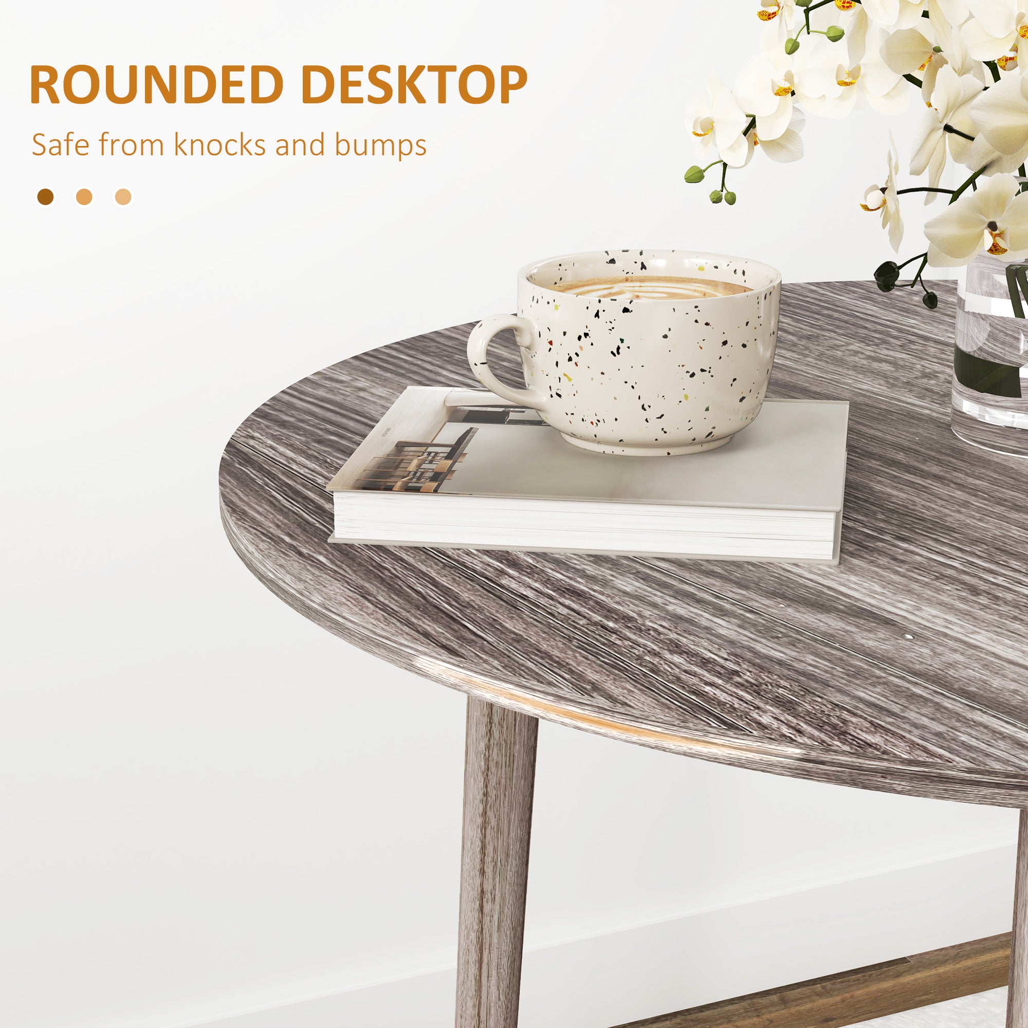 HOMCOM Folding Dining Table for 4, Round Drop Leaf Table, Modern Space Saving Small Kitchen Table with Wood Legs for Dining Room, Grey - North Peak Garden Furniture