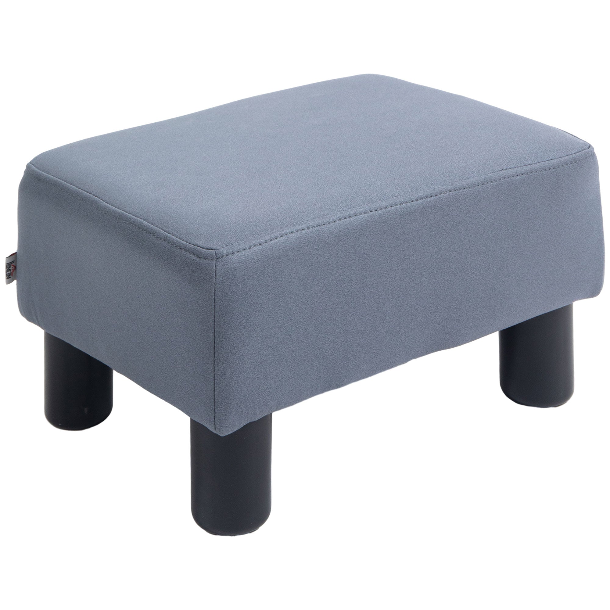 HOMCOM Microfiber Cloth Footstool Footrest Small Seat Foot Rest Chair Ottoman Home Office with Legs 40 x 30 x 24cm Grey