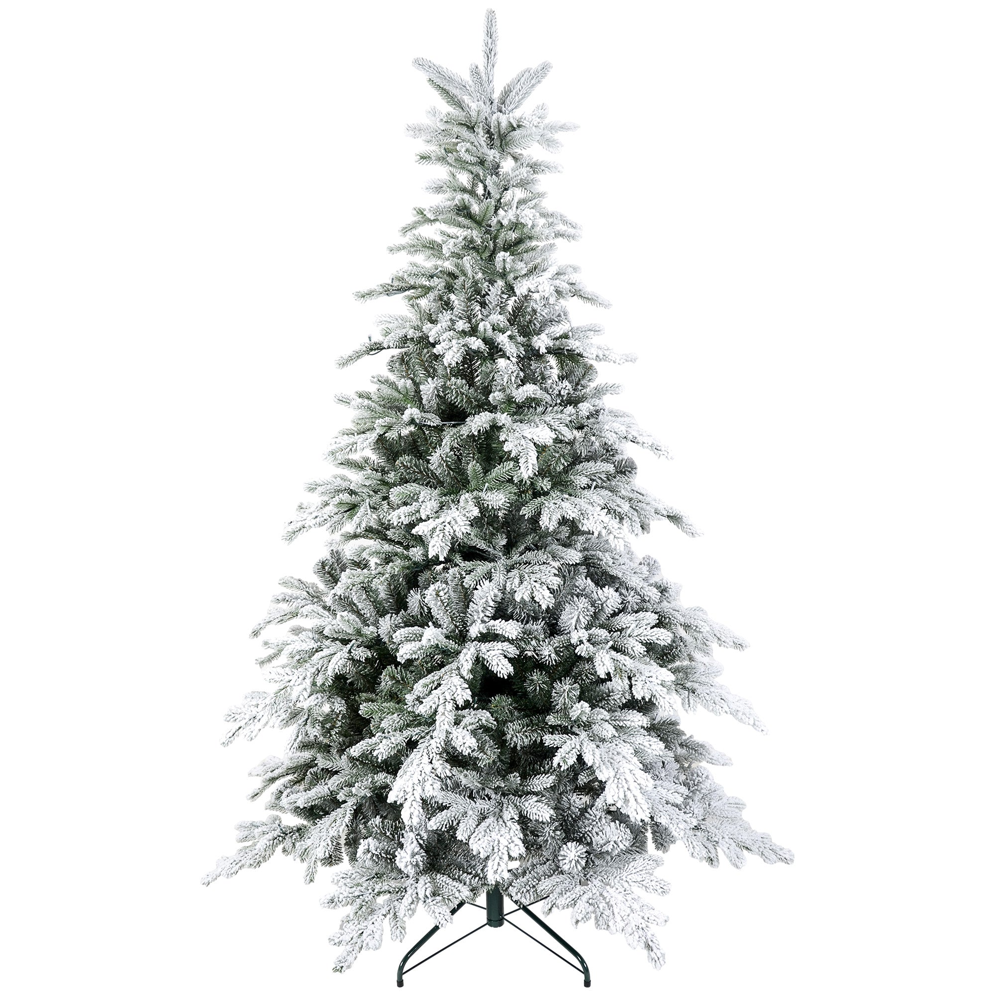 HOMCOM 5ft Bushy Snow-Flocked Artificial Christmas Tree, with LED Lights - North Peak Garden Furniture