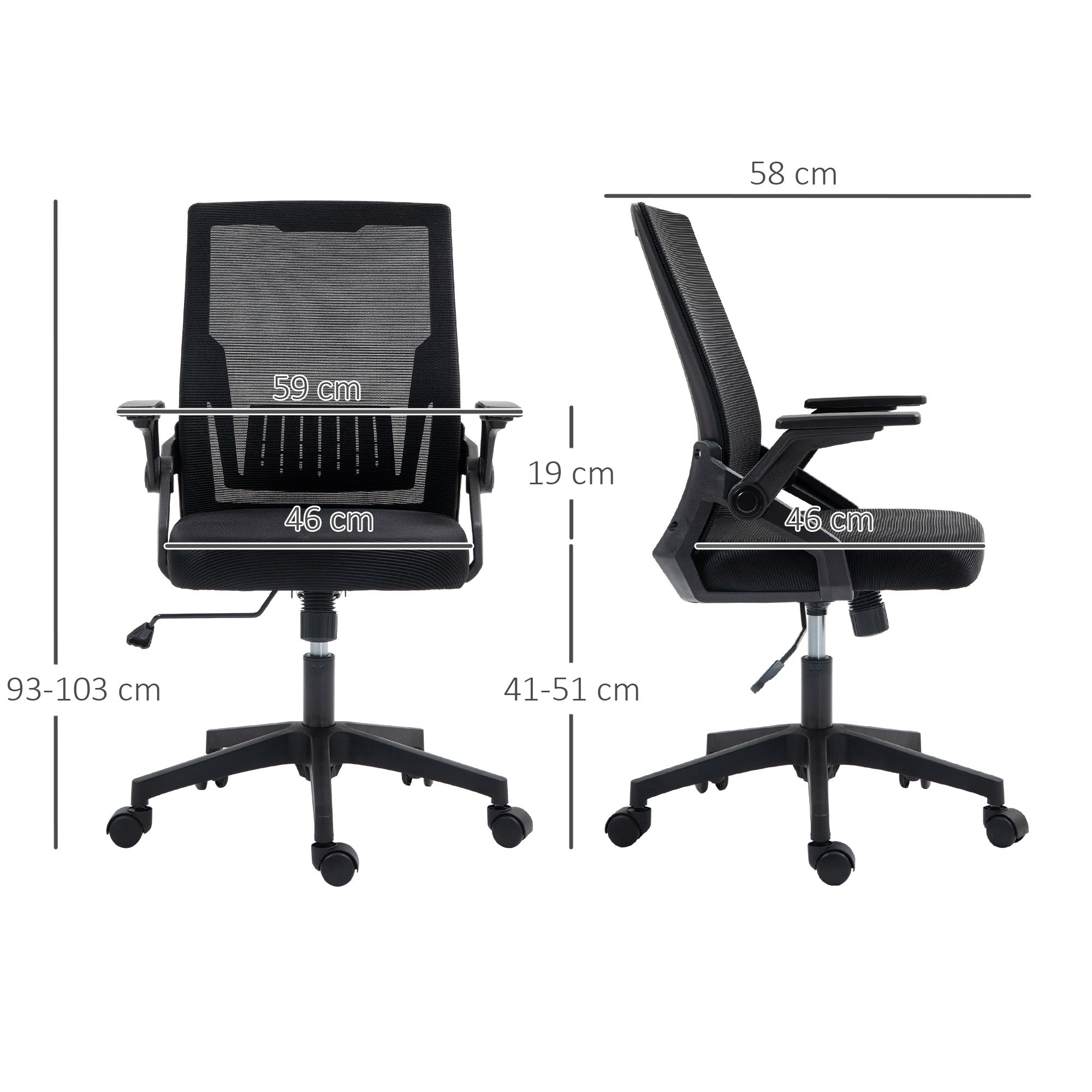 Vinsetto Office Chair, with Lumbar Support - Black - North Peak Garden Furniture