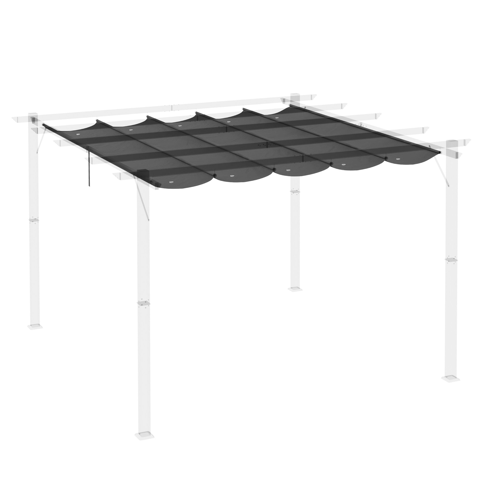 Outsunny Retractable Pergola Shade Cover, Replacement Canopy Fabric for 3 x 3 (m) Pergola, Gazebo Retractable Roof, Dark Grey - North Peak Garden Furniture