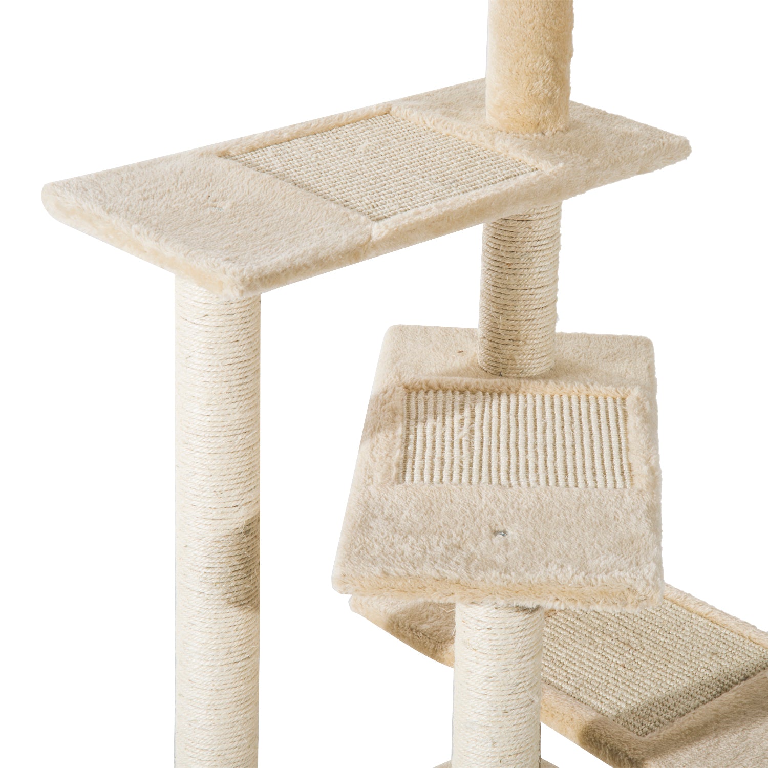 PawHut Beige Cat Tree, Kitten Scratching Post, Sisal Climbing Tower, Activity Centre, Sturdy