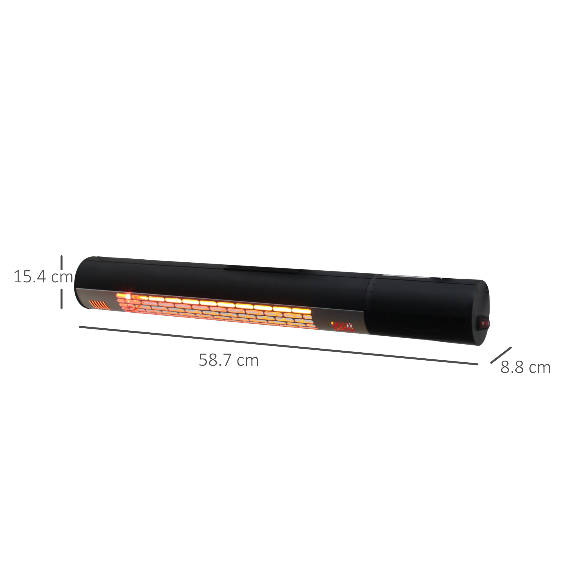 Outsunny Outdoor Patio Garden Warmer 1500W Wall Mounted Electric Infrared Halogen Heater with Remote Control Black - North Peak Garden Furniture