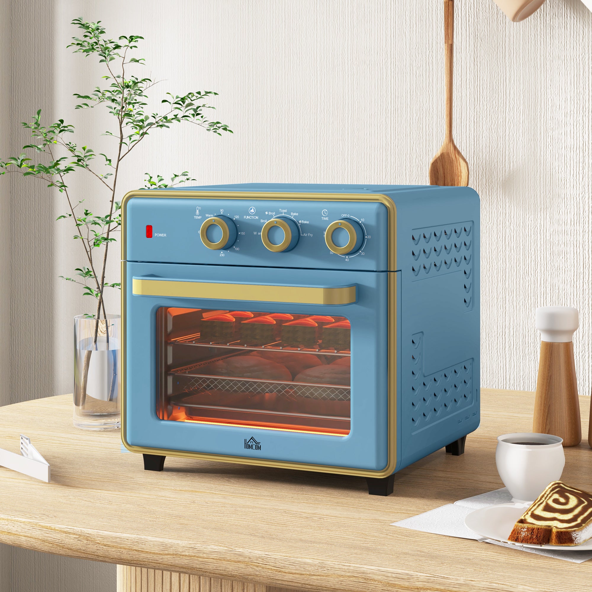 HOMCOM 20L 90-230℃ Mini Electric Oven - Blue - North Peak Garden Furniture