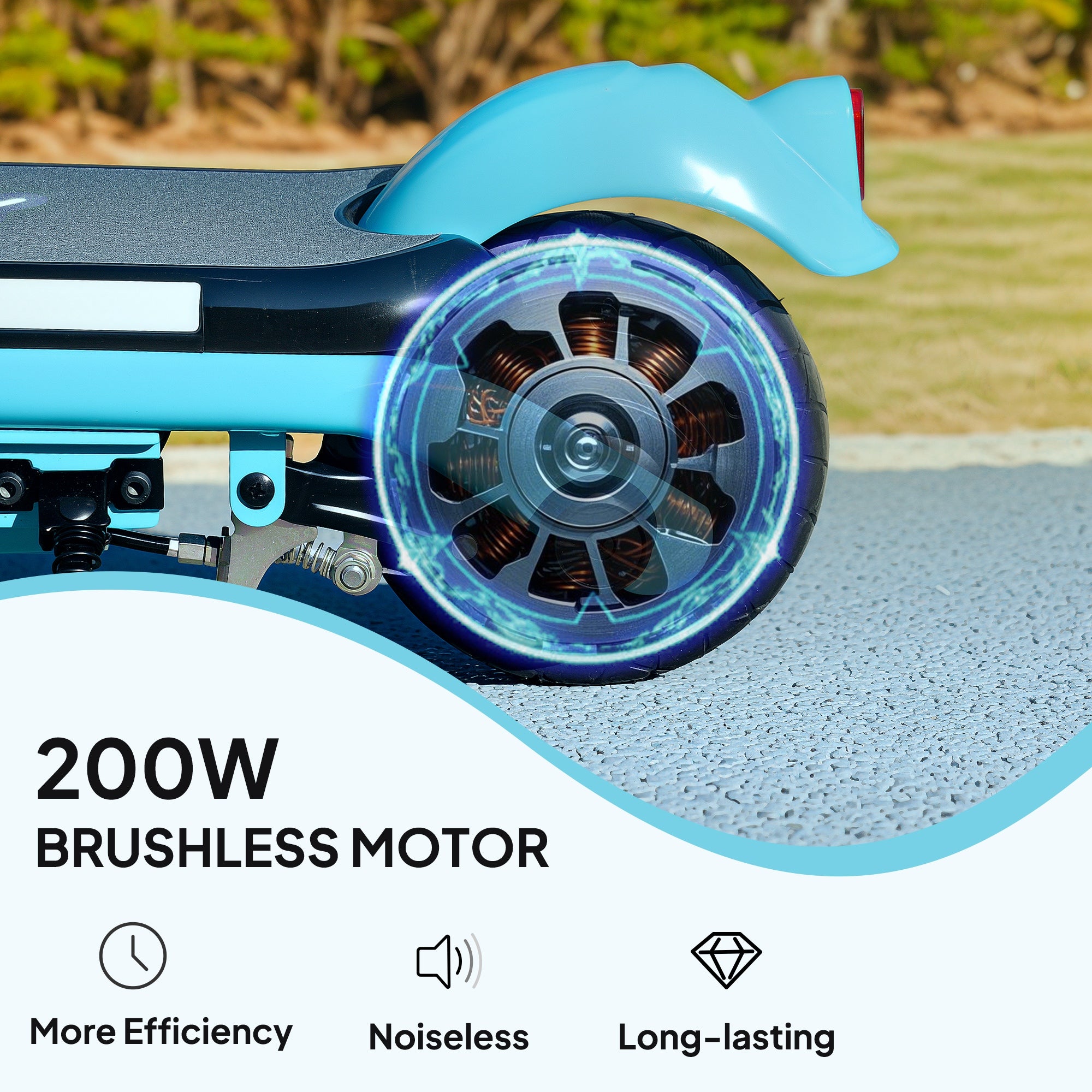AIYAPLAY Electric Scooter for Kids Ages 6-14, with Dual Brakes, Flash Wheel and Colourful Light, Kids Electric Scooter E Scooter, Up to 12 KM/H & 10 KM, Blue - North Peak Garden Furniture