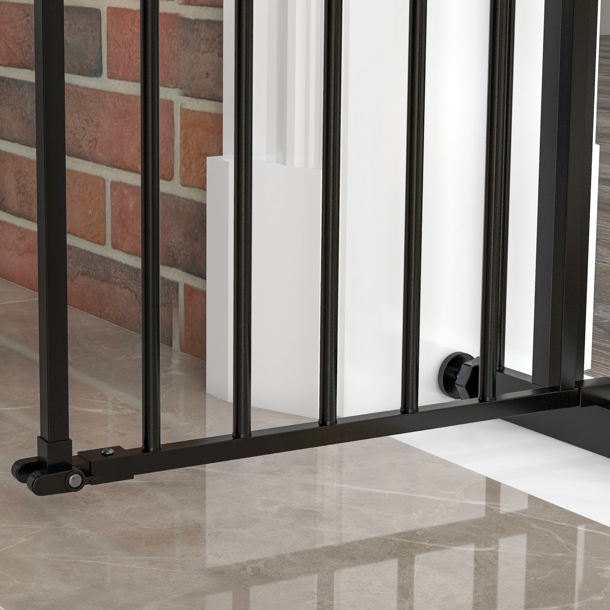 PawHut Metal 74-94cm Wide Adjustable Dog Gate Black - North Peak Garden Furniture