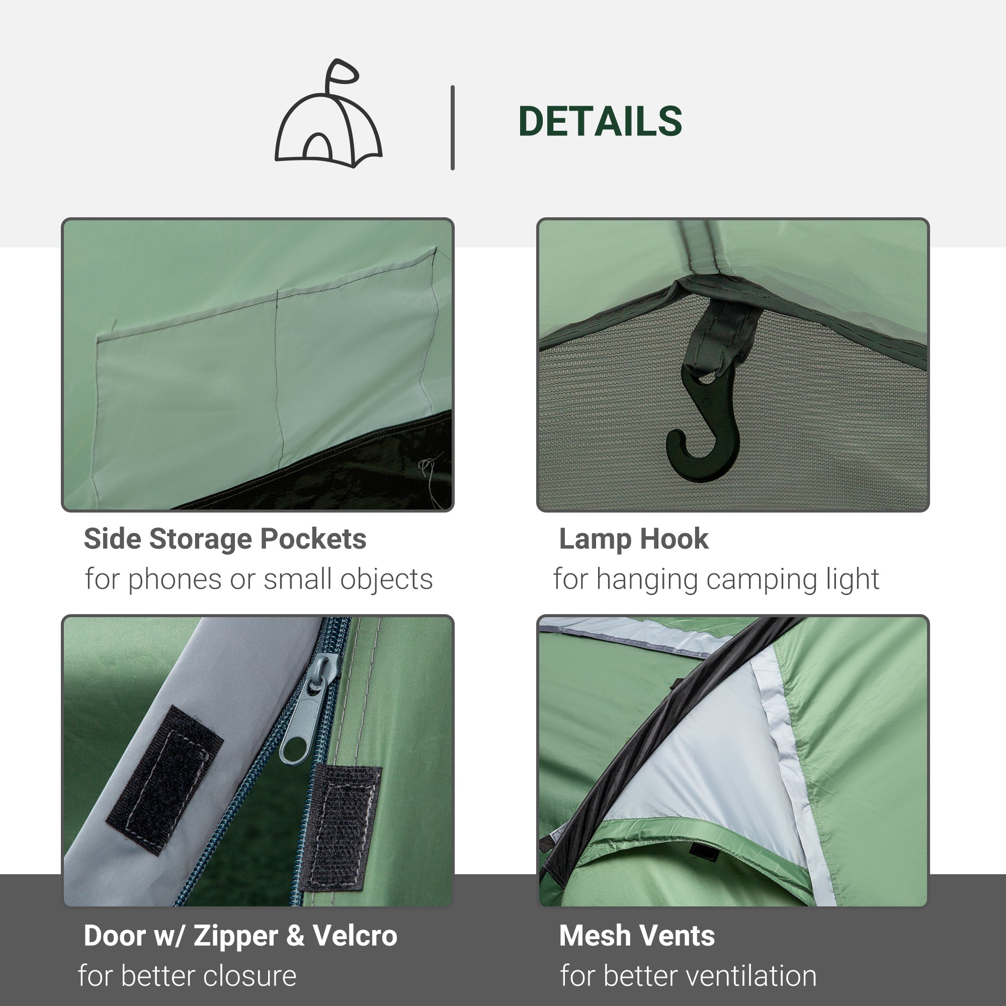 Outsunny Three-Man, Two-Room Tent - Green - North Peak Garden Furniture