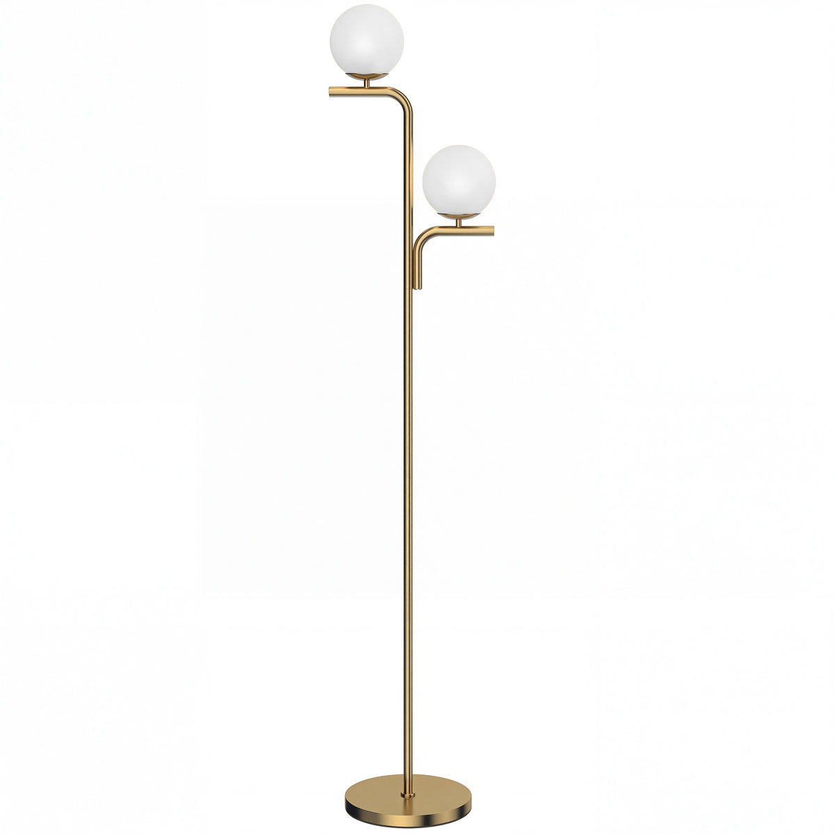HOMCOM LED Floor Lamp, Modern Standing Lamp with 3 Colour Temperatures, Globe Glass Shades and Foot Switch, Gold Tone