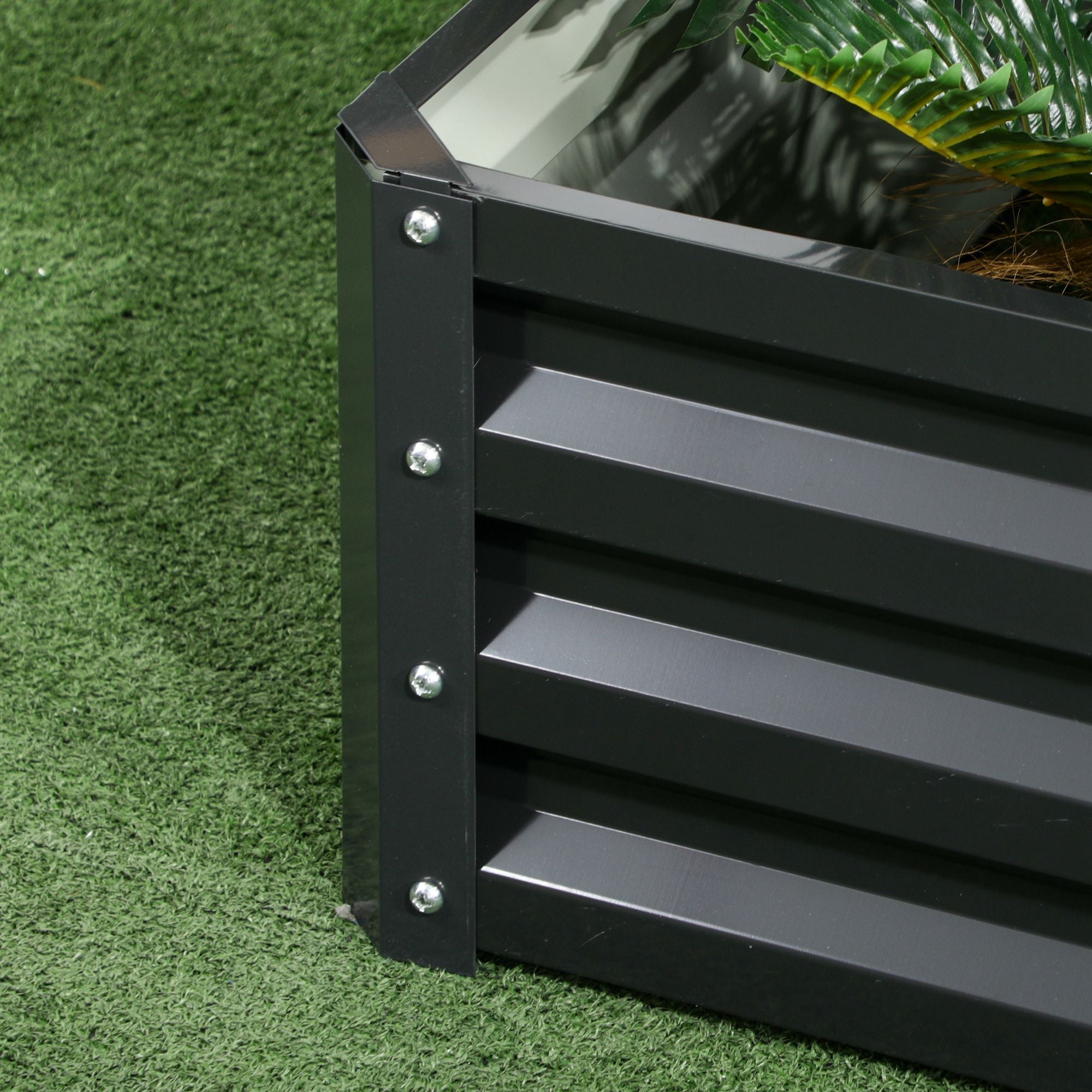 Outsunny 2 Tier Raised Garden Bed, Galvanised Planter Box with Open Bottom for Vegetables Flowers Herbs, 120x101x58cm, Dark Grey - North Peak Garden Furniture