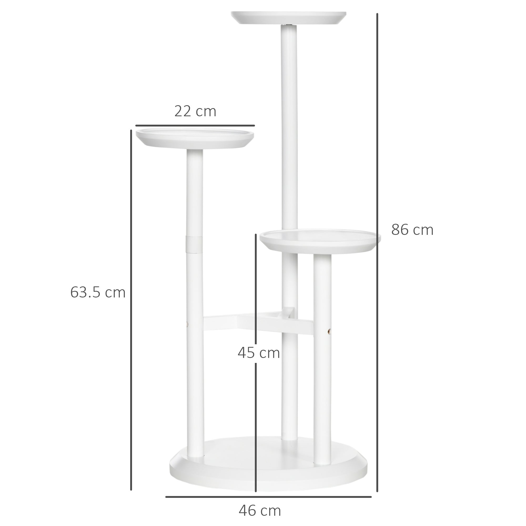 Outsunny 3-Tier Plant Stand, Plant Shelf Rack,  Bamboo Display Stand, 46x46x86cm, White