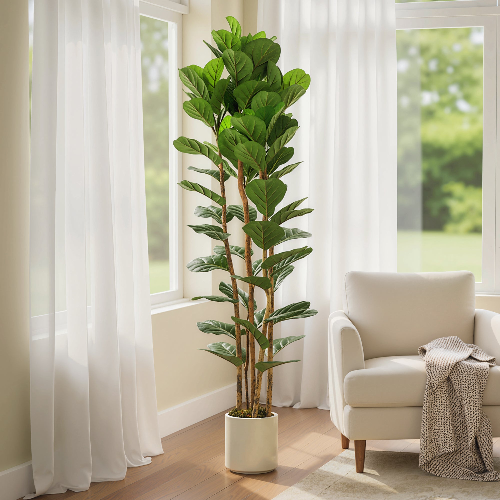 HOMCOM 180cm Artificial Fiddle Leaf Fig Tree - Green