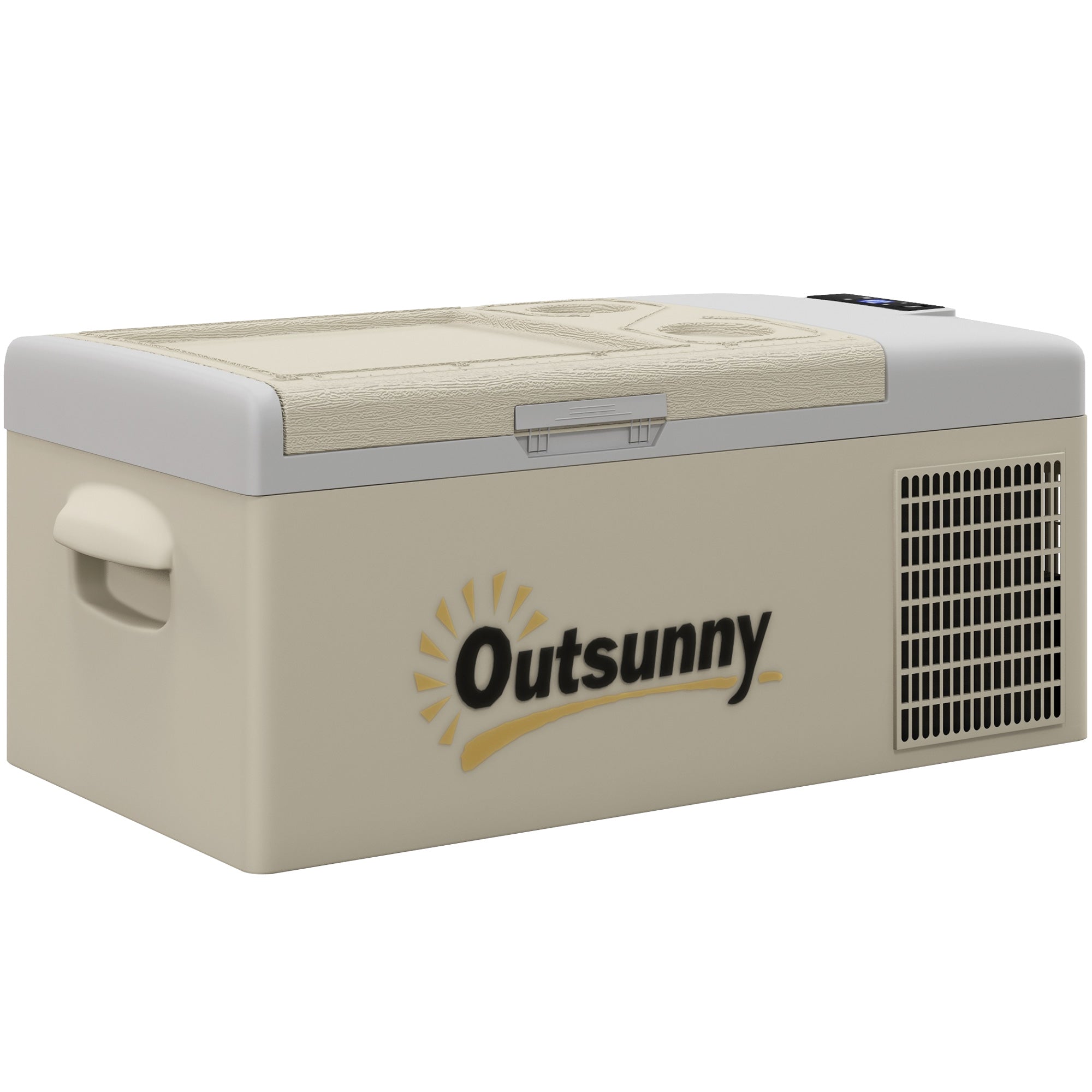 Outsunny 16L Portable Car Fridge, -20℃ to 10℃ Adjustable Temperature - Khaki/Grey - North Peak Garden Furniture