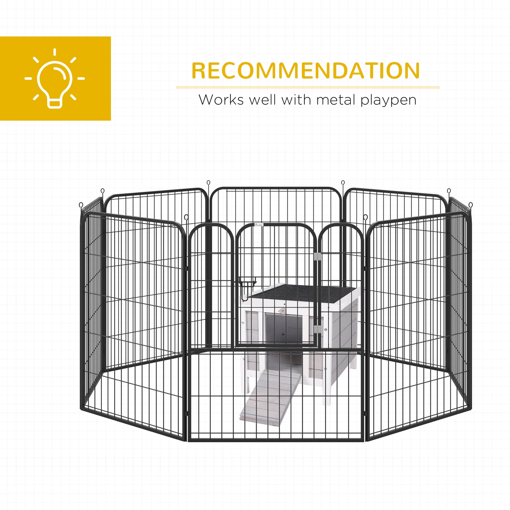 PawHut Wooden Rabbit Hutch Outdoor, Guinea Pig Hutch, Rabbit Hideaway, Cat House, Bunny Cage Small Animal House 51 x 42 x 43 cm, Grey - North Peak Garden Furniture