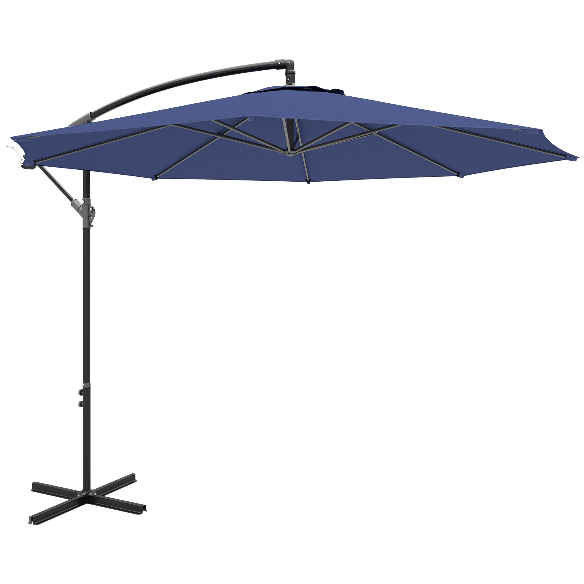 Outsunny 2.45m Overhanging Cantilever Parasol, with Cross Base - Blue - North Peak Garden Furniture