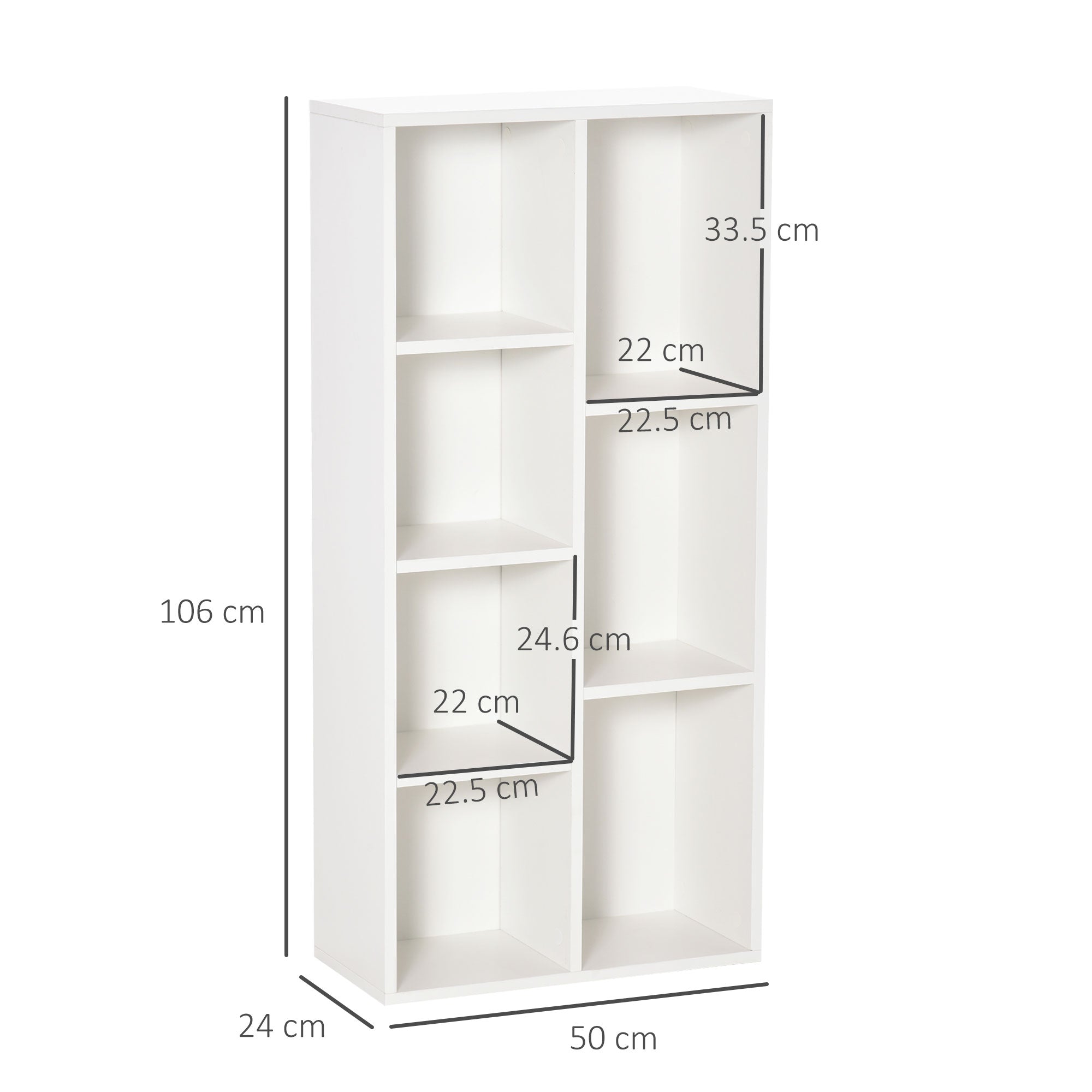 HOMCOM Seven-Cube Bookcase - White Wood Effect - North Peak Garden Furniture
