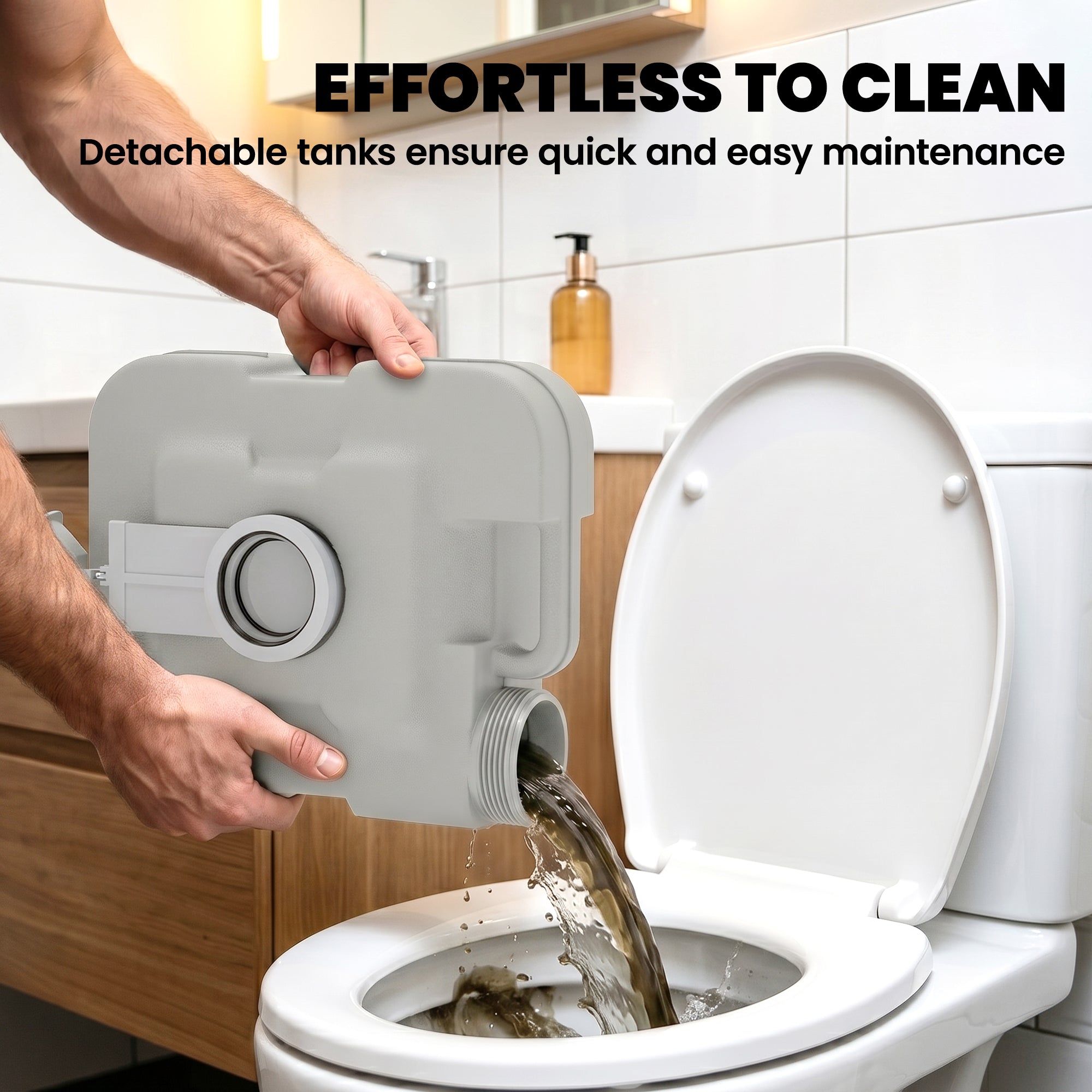 HOMCOM 10L Portable Travel Toilet Outdoor Camping Picnic with 2 Detachable Tanks & Push-button Operation, Grey