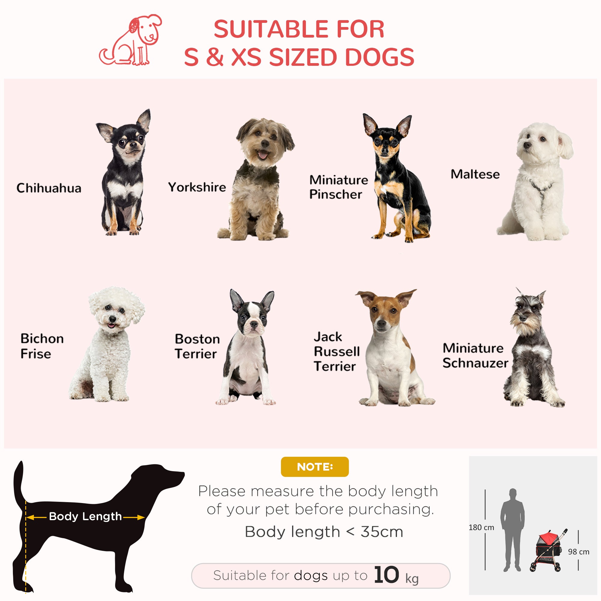 PawHut Detachable Pet Stroller with Rain Cover, 3 In 1 Cat Dog Pushchair, Foldable Carrying Bag w/ Universal Wheels, Brake, Canopy, Basket, Storage Bag for Small and Tiny Dogs - Red - North Peak Garden Furniture