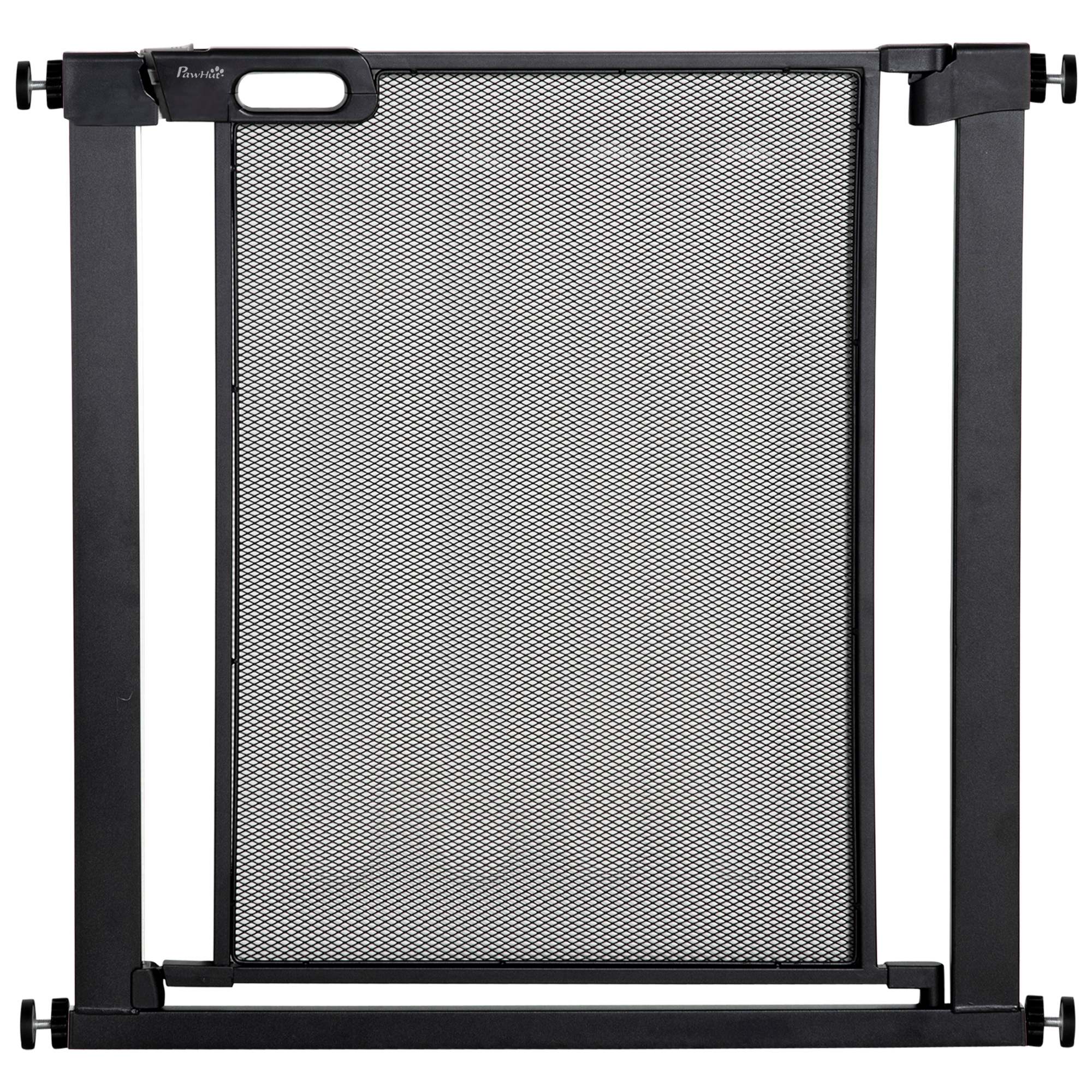 PawHut Dog Safety Gate, for Hallways, Staircases, Doors w/ Automatic Closing Door - Black - North Peak Garden Furniture