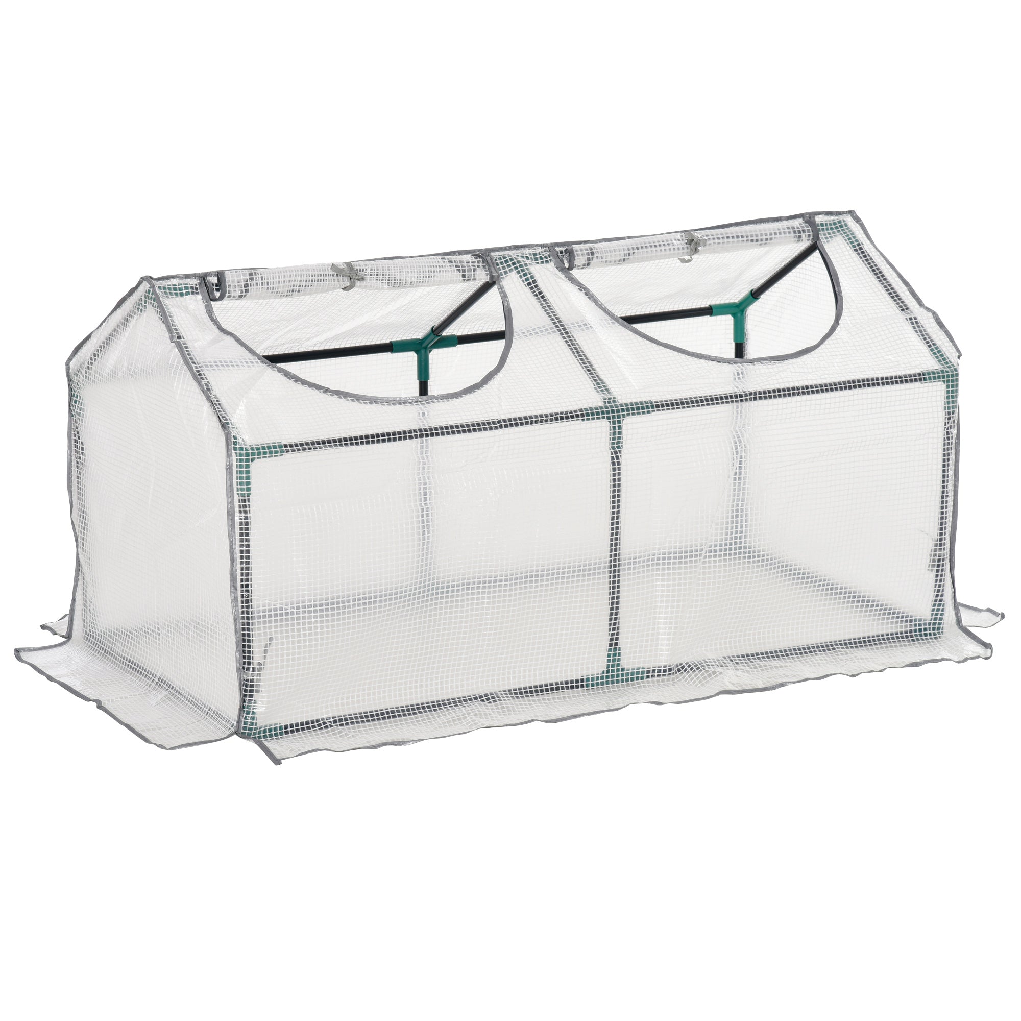 Outsunny Mini Greenhouse Portable Flower Planter Tomato Vegetable House for Garden Backyard with Zipper 120 x 60 x 60 cm, White - North Peak Garden Furniture