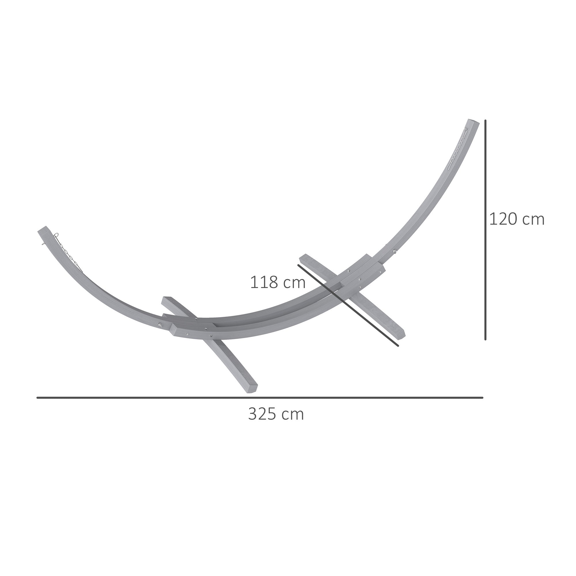 Outsunny 3.25m Wooden Hammock Stand Universal Fit Garden Picnic Camp Accessories, Grey - North Peak Garden Furniture