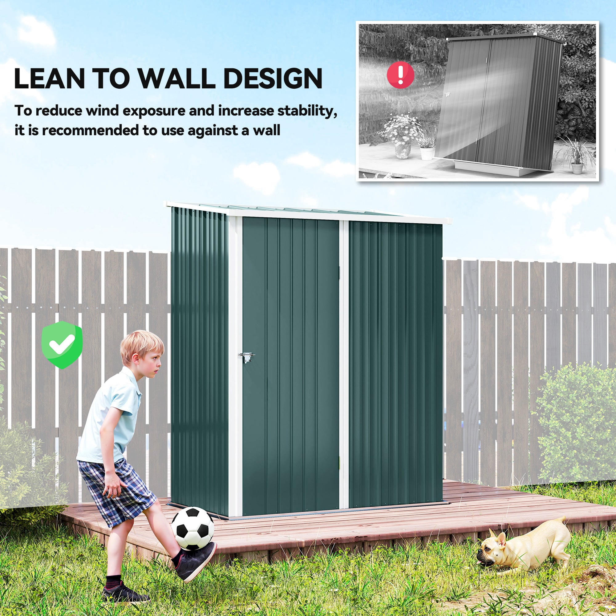 Outsunny Outdoor Storage Shed, Garden Metal Storage Shed w/ Single Door for Garden, Patio, 5.3ft x 3.1ft, Green