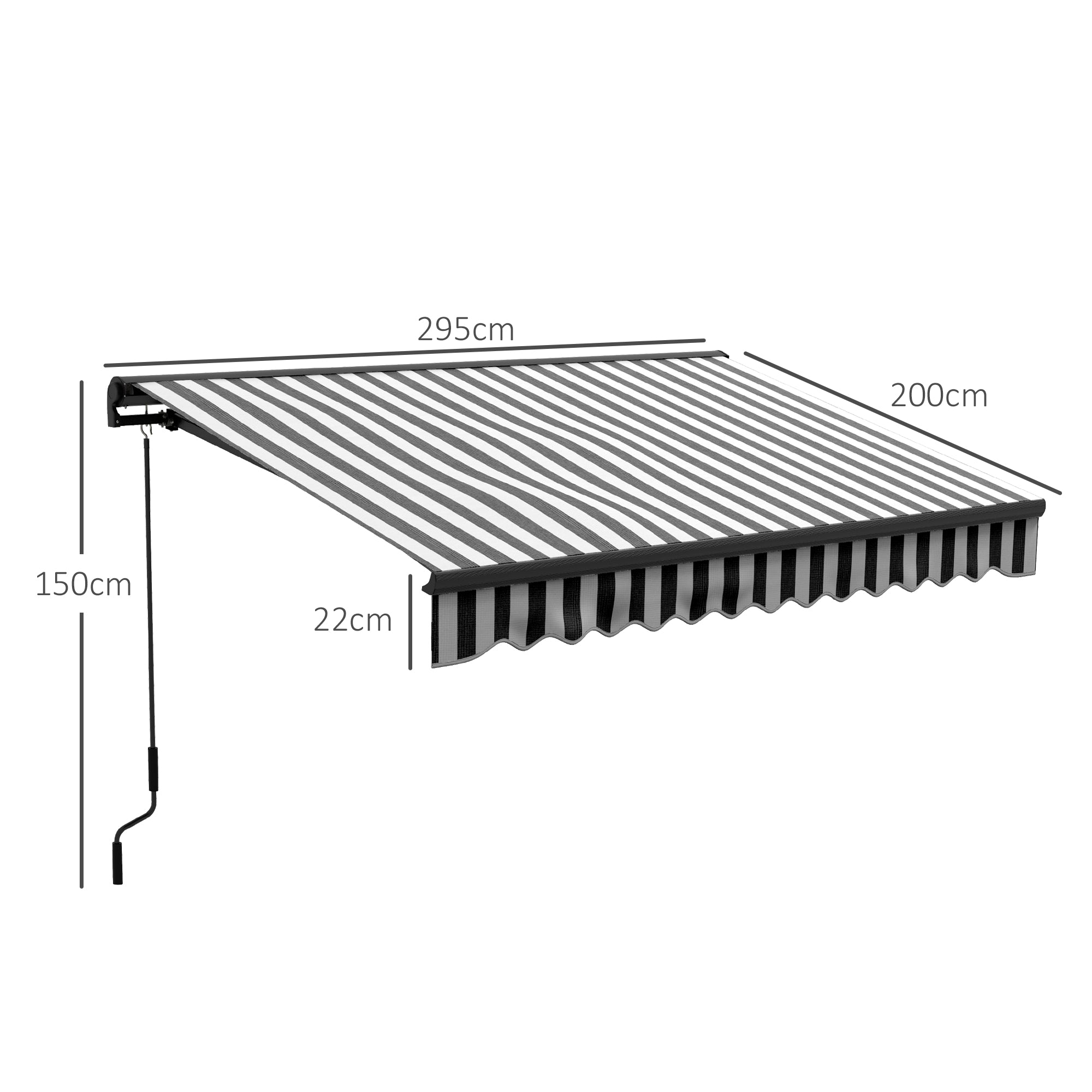 Outsunny 3 x 2m Aluminium Frame Electric Awning, with Remote - Grey/White - North Peak Garden Furniture