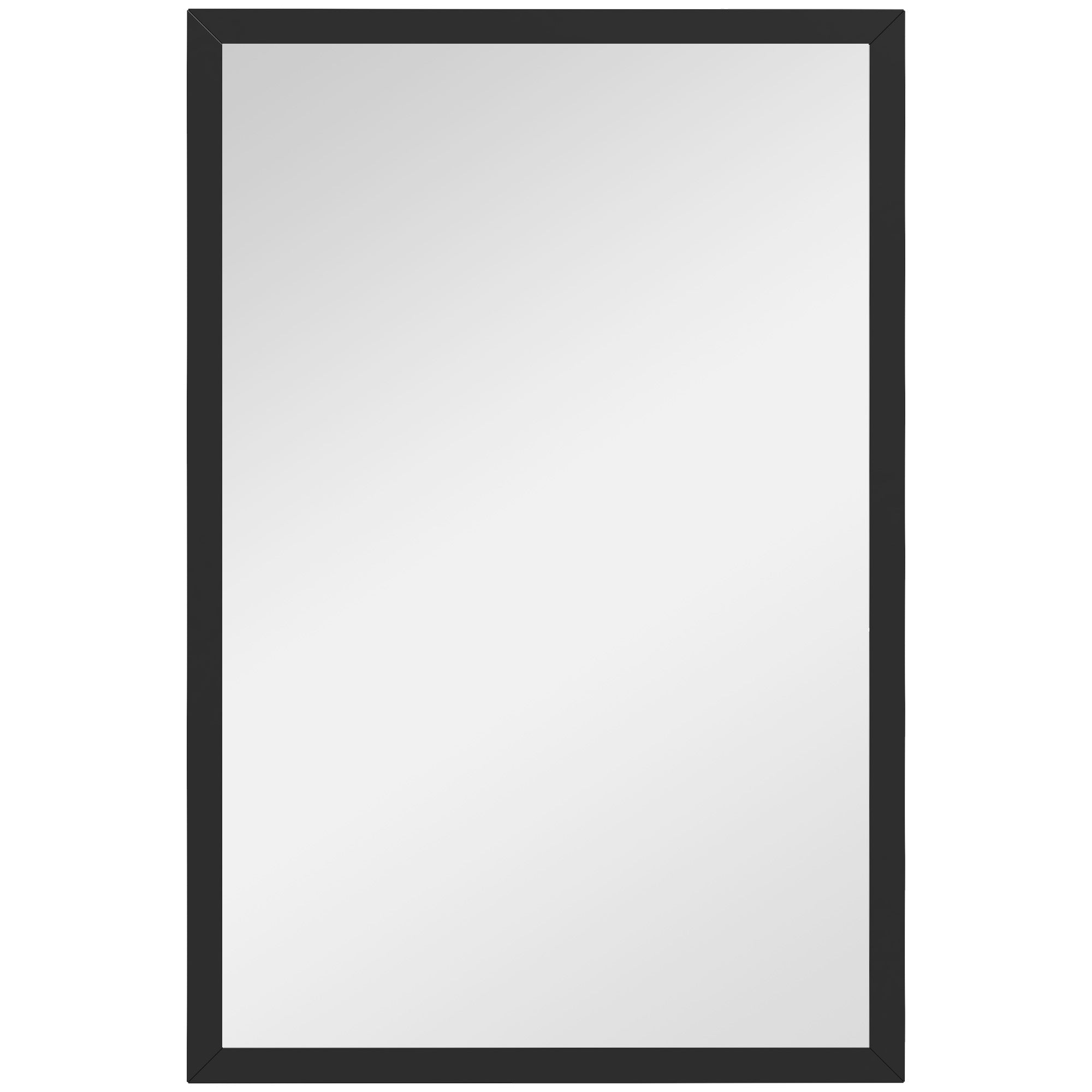 HOMCOM Wall Bathroom Mirror, 60 x 40 cm Wall-Mounted Mirror for Living Room, Bedroom, Hallway, Black - North Peak Garden Furniture